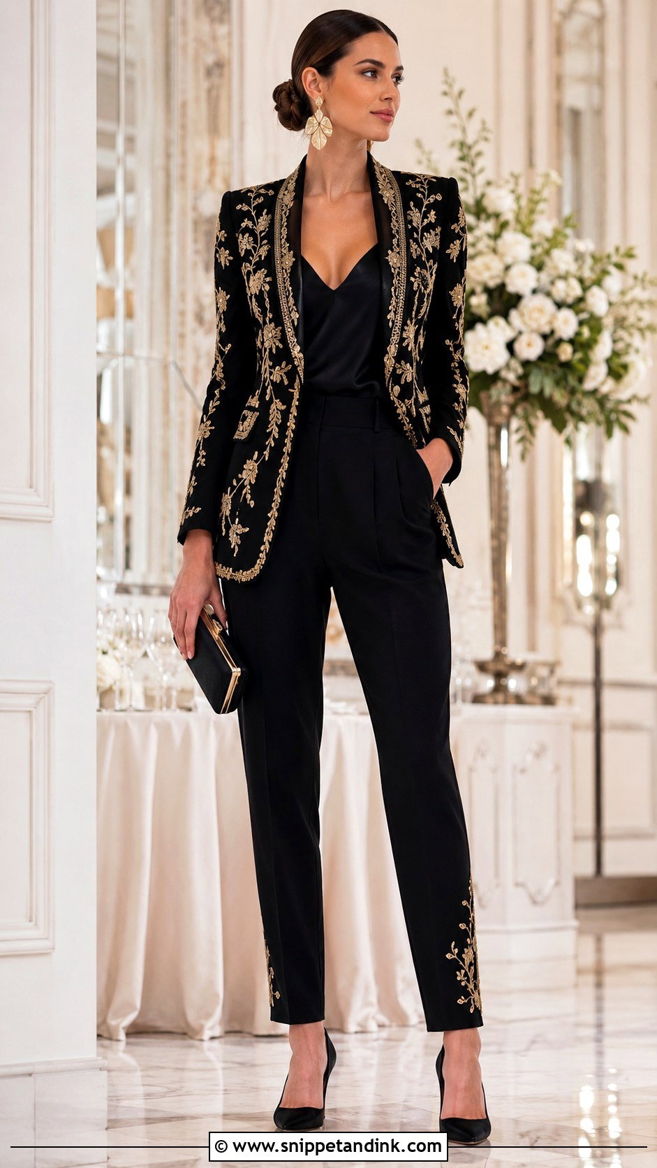 Embroidered Blazer And Trousers Wedding Outfit - Snippet and Ink - 25 Indo Western Wedding Outfits Women