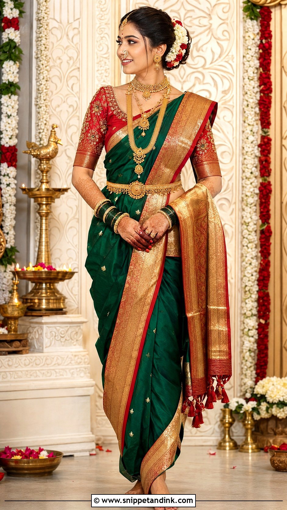 Embroidered Blouse Navvari Bridal Look - Snippet and Ink - 30 Navvari Bridal Look Ideas