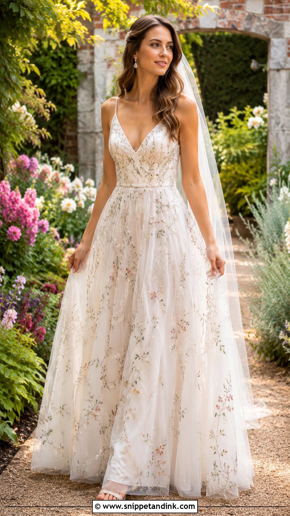 Embroidered Boho A Line Wedding Dress - Snippet and Ink - 20 Boho a Line Wedding Dress Ideas