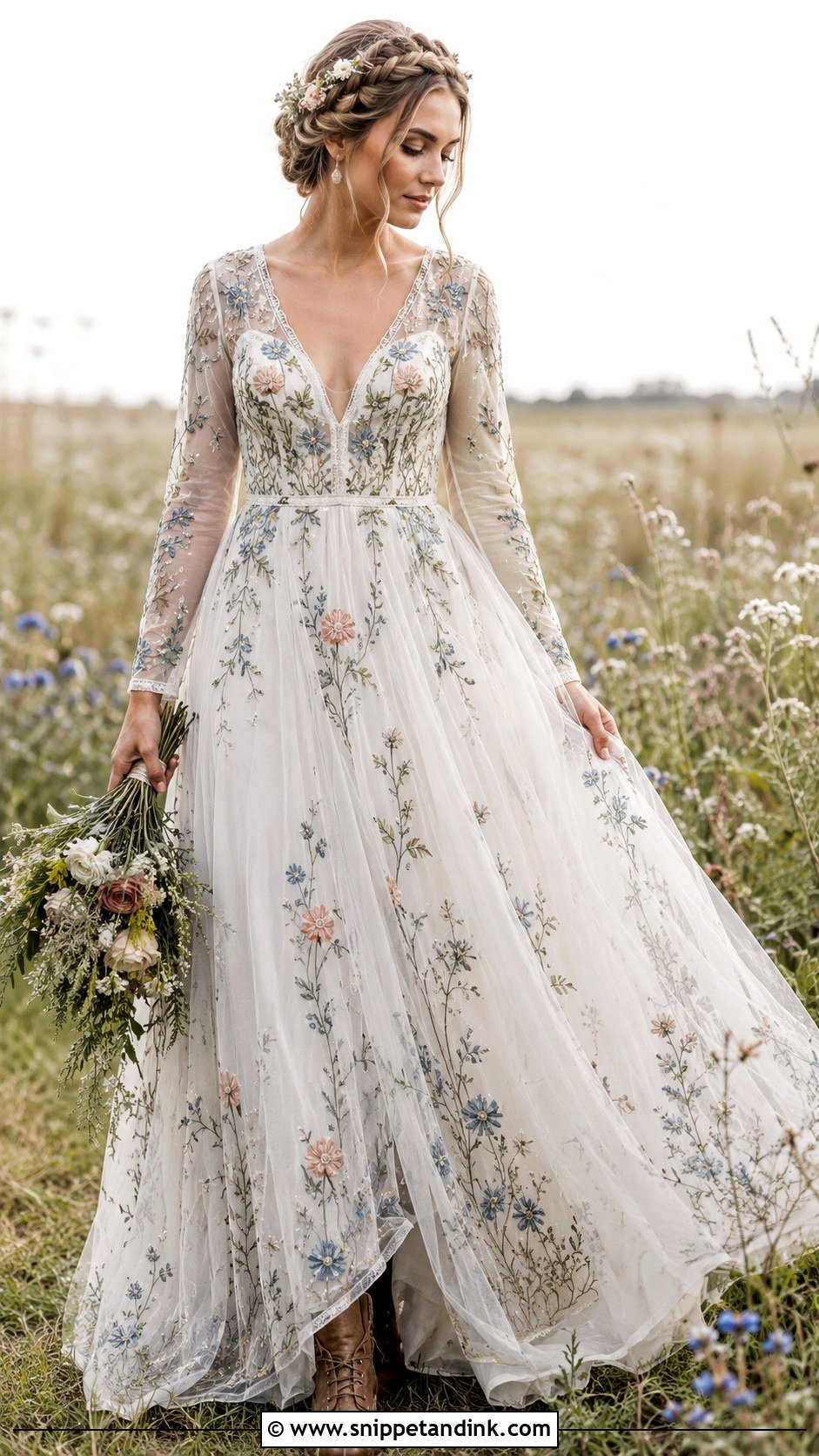 Embroidered Boho Country Wedding Dress - Snippet and Ink - 20 Boho Country Wedding Dress Ideas