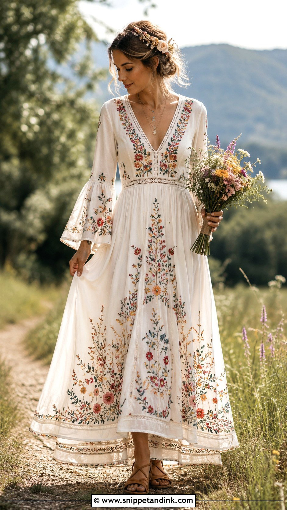 Embroidered Boho Wedding Dress - Snippet and Ink - 20 Casual Non Traditional Wedding Dress Ideas