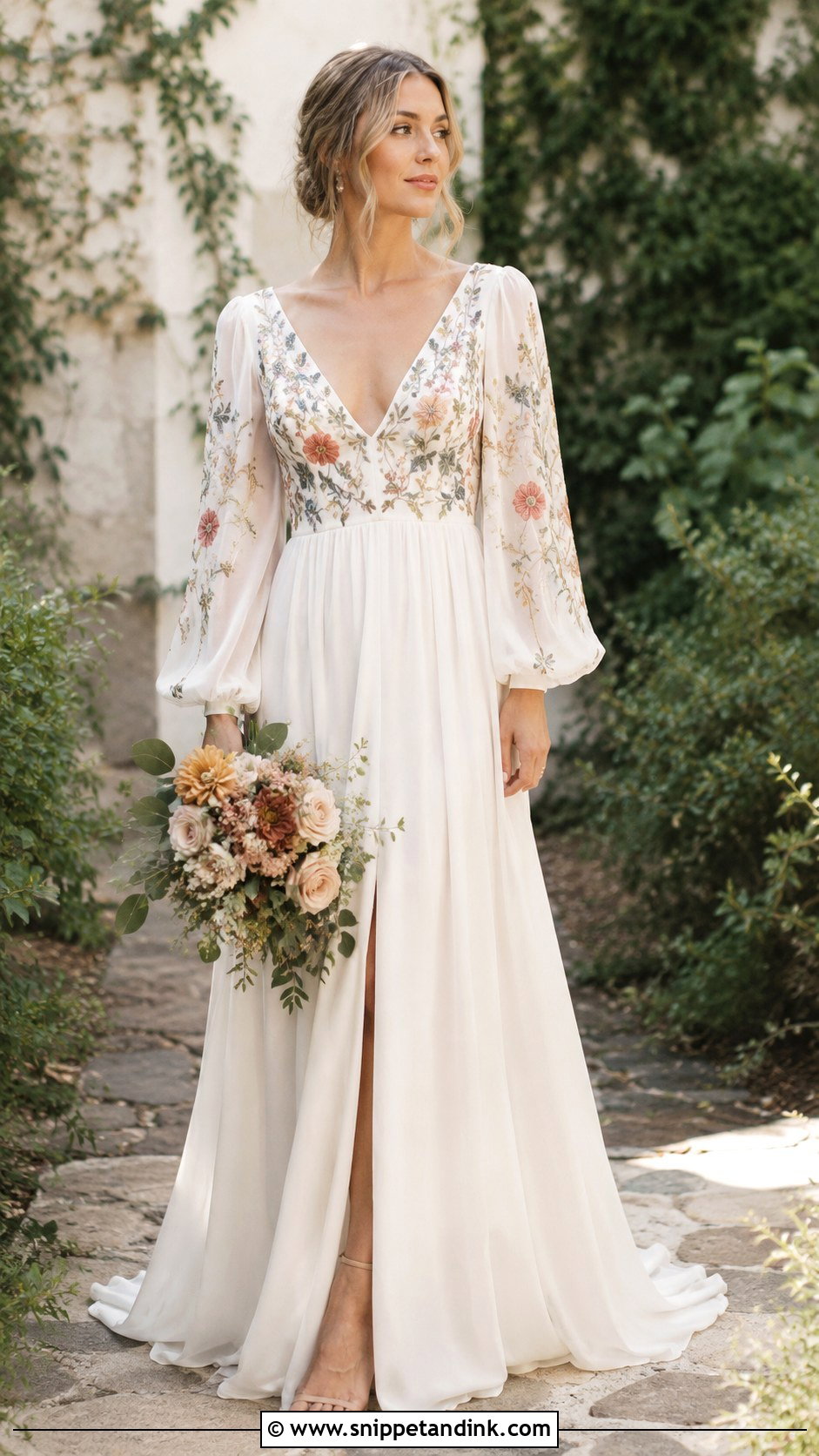 Embroidered Boho Wedding Dress - Snippet and Ink - 25 Vintage 70s Wedding Dress Ideas