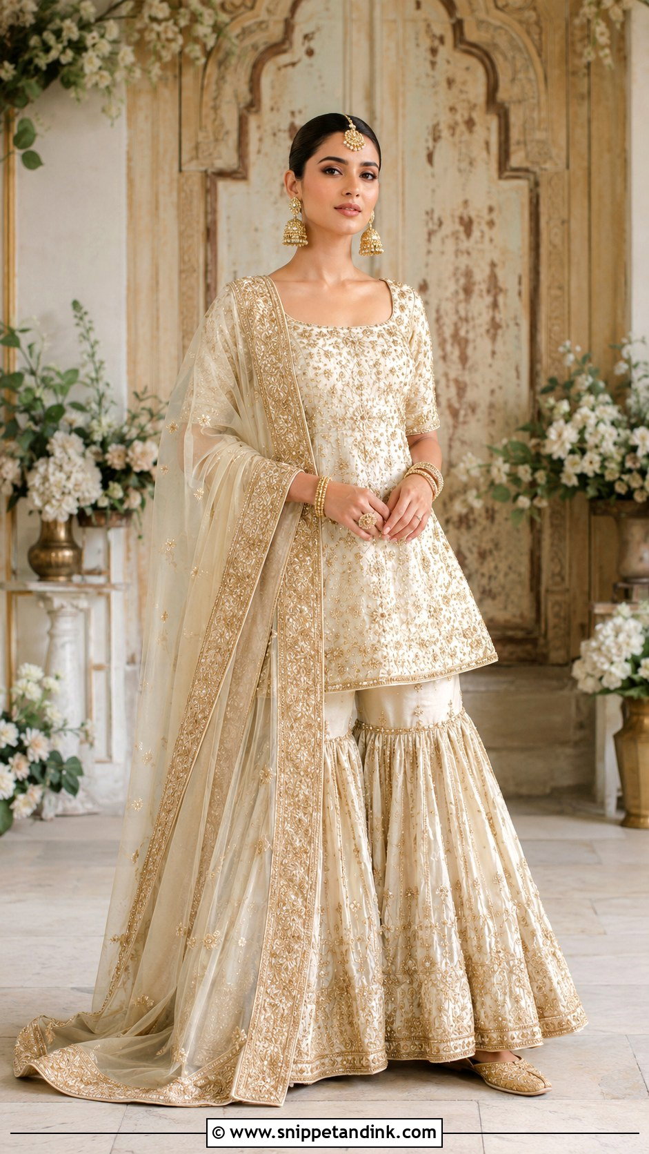Embroidered Bollywood Gharara Set - Snippet and Ink - 20 Bollywood Wedding Outfit Ideas