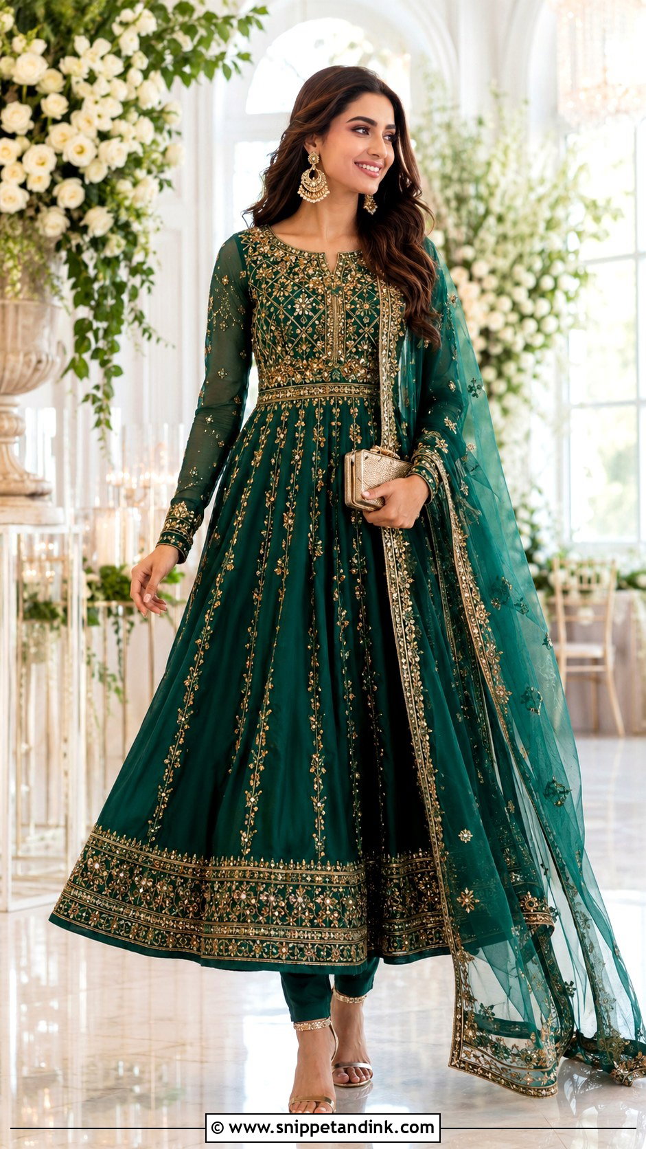 Embroidered Bridal Anarkali With Churidar - Snippet and Ink - 20 Asian Wedding Dresses