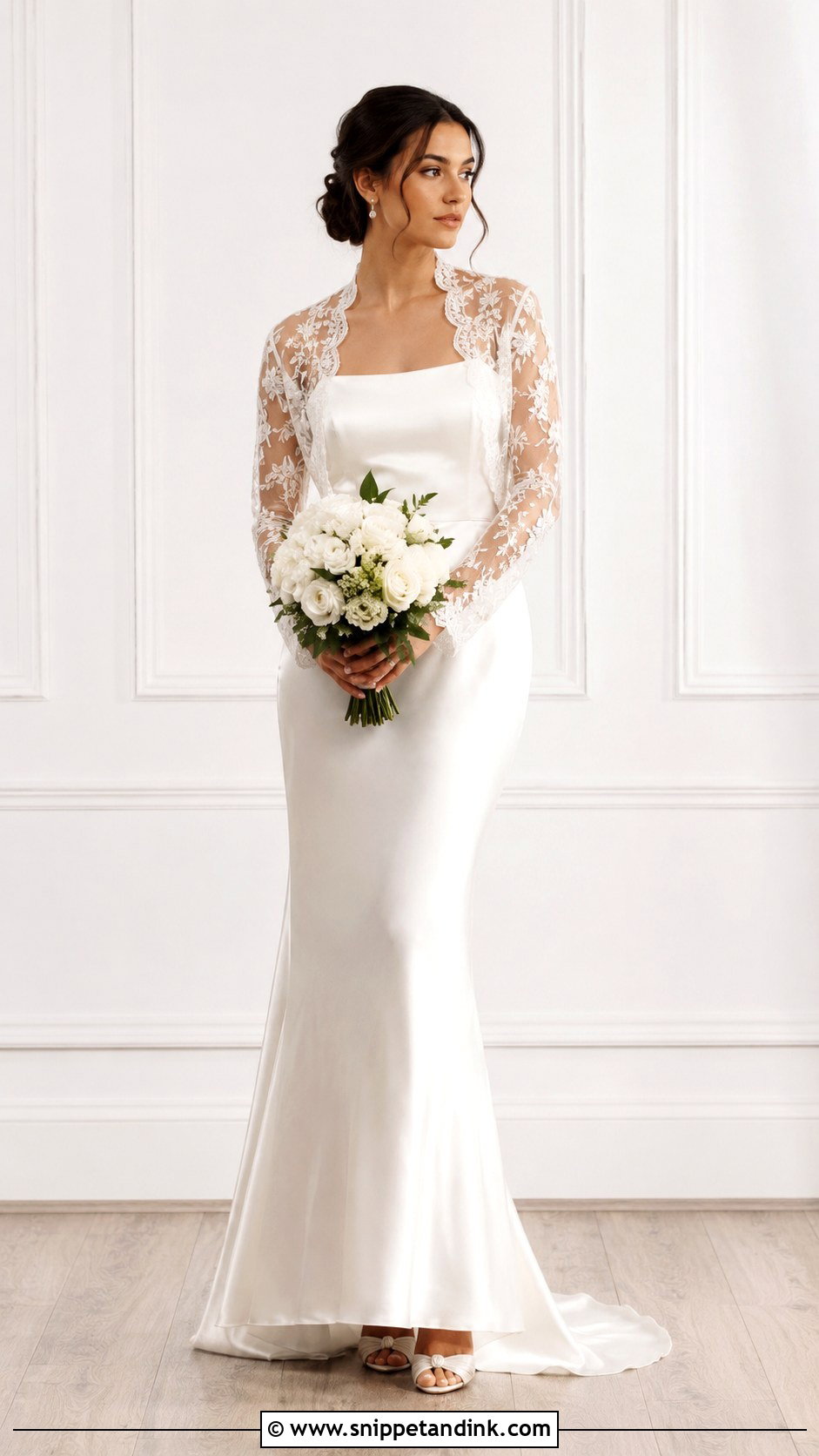 Embroidered Bridal Bolero With Plain Dress - Snippet and Ink - 25 Bridal Bolero Ideas