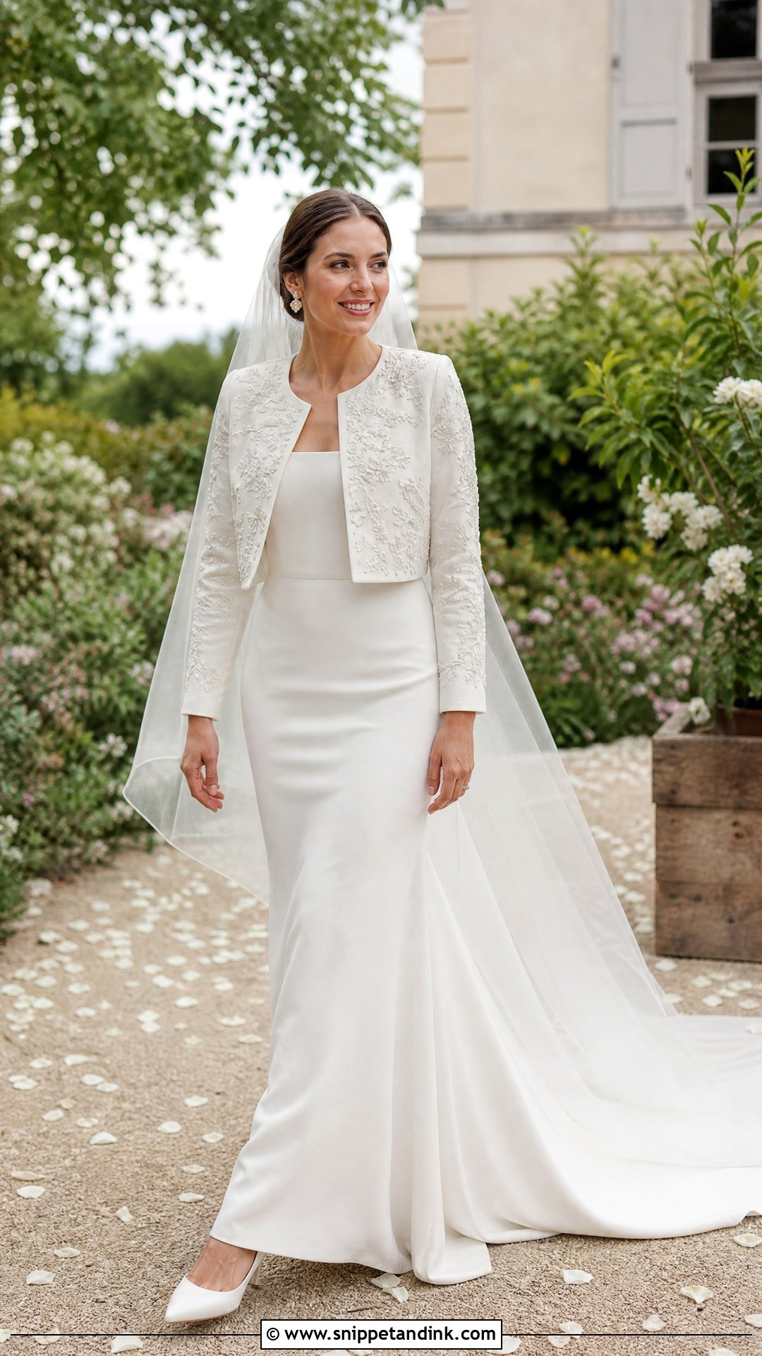 Embroidered Bridal Jacket With Plain Dress - Snippet and Ink - 25 Bridal Jacket Ideas