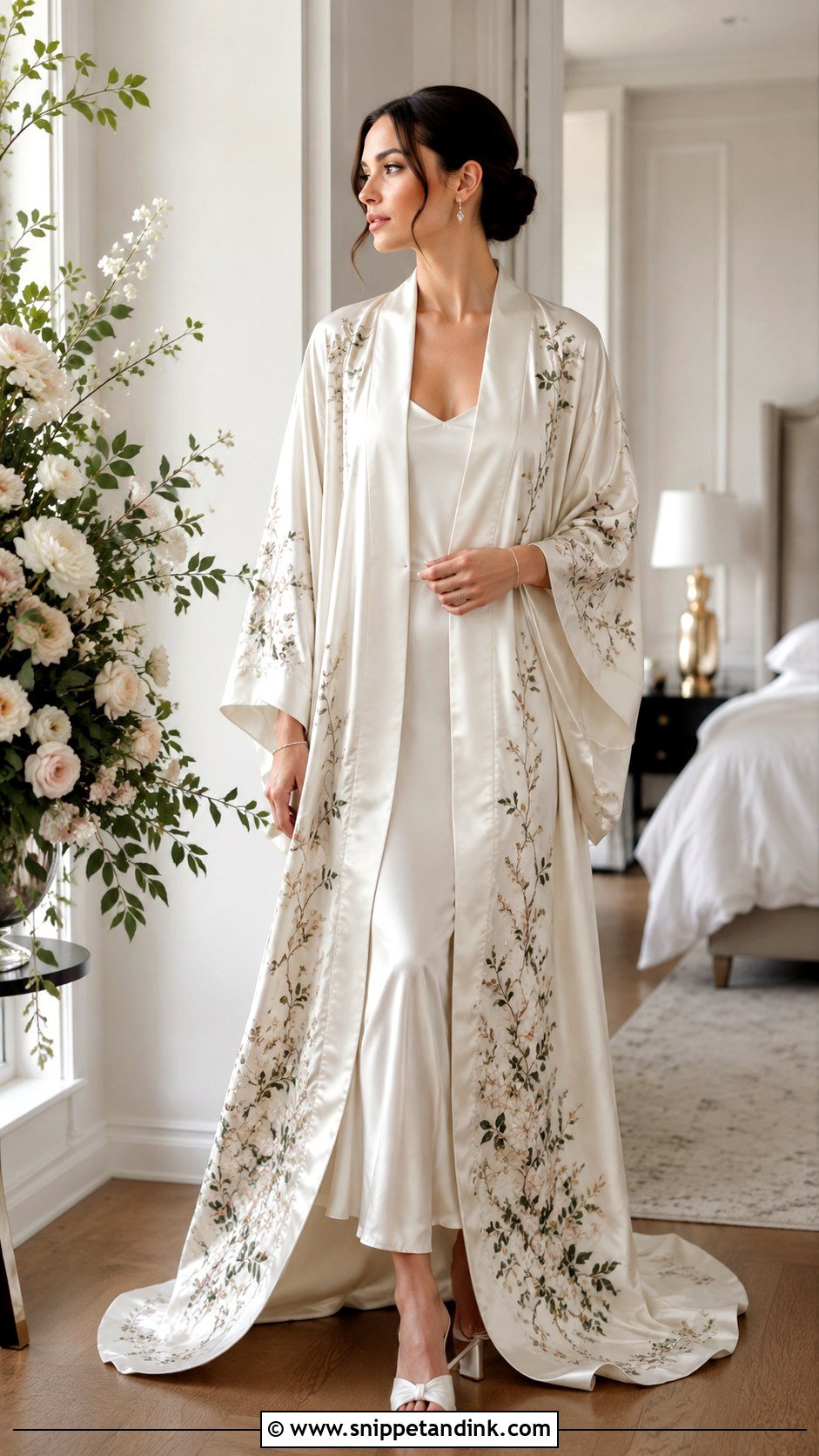 Embroidered Bridal Kimono Outfit - Snippet and Ink - 20 Bridal Kimono Ideas