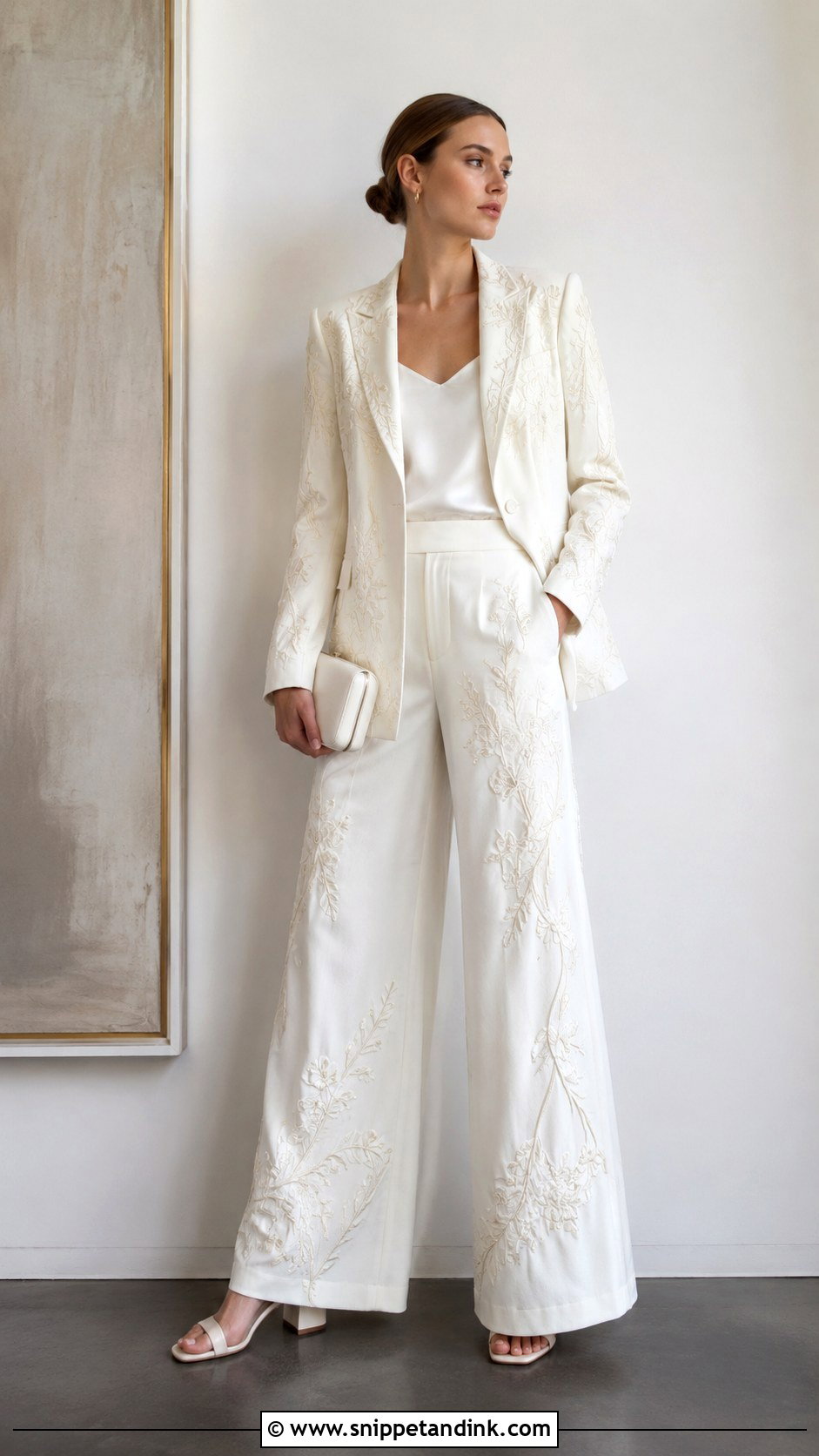Embroidered Bridal Pantsuit - Snippet and Ink - 20 Alternative Bridal Ideas