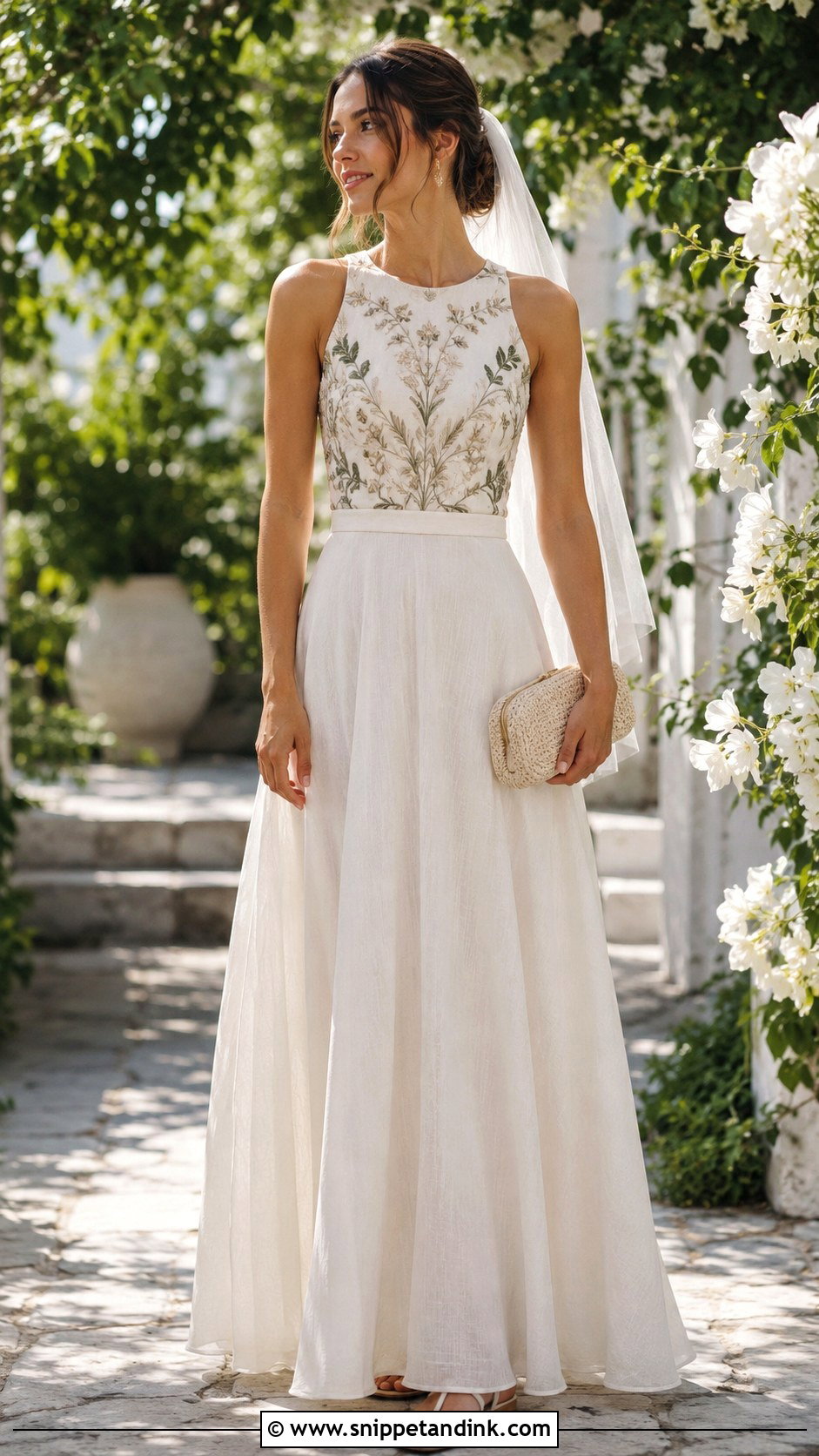 Embroidered Bridal Top With Linen Skirt - Snippet and Ink - 20 Bridal Tops Ideas