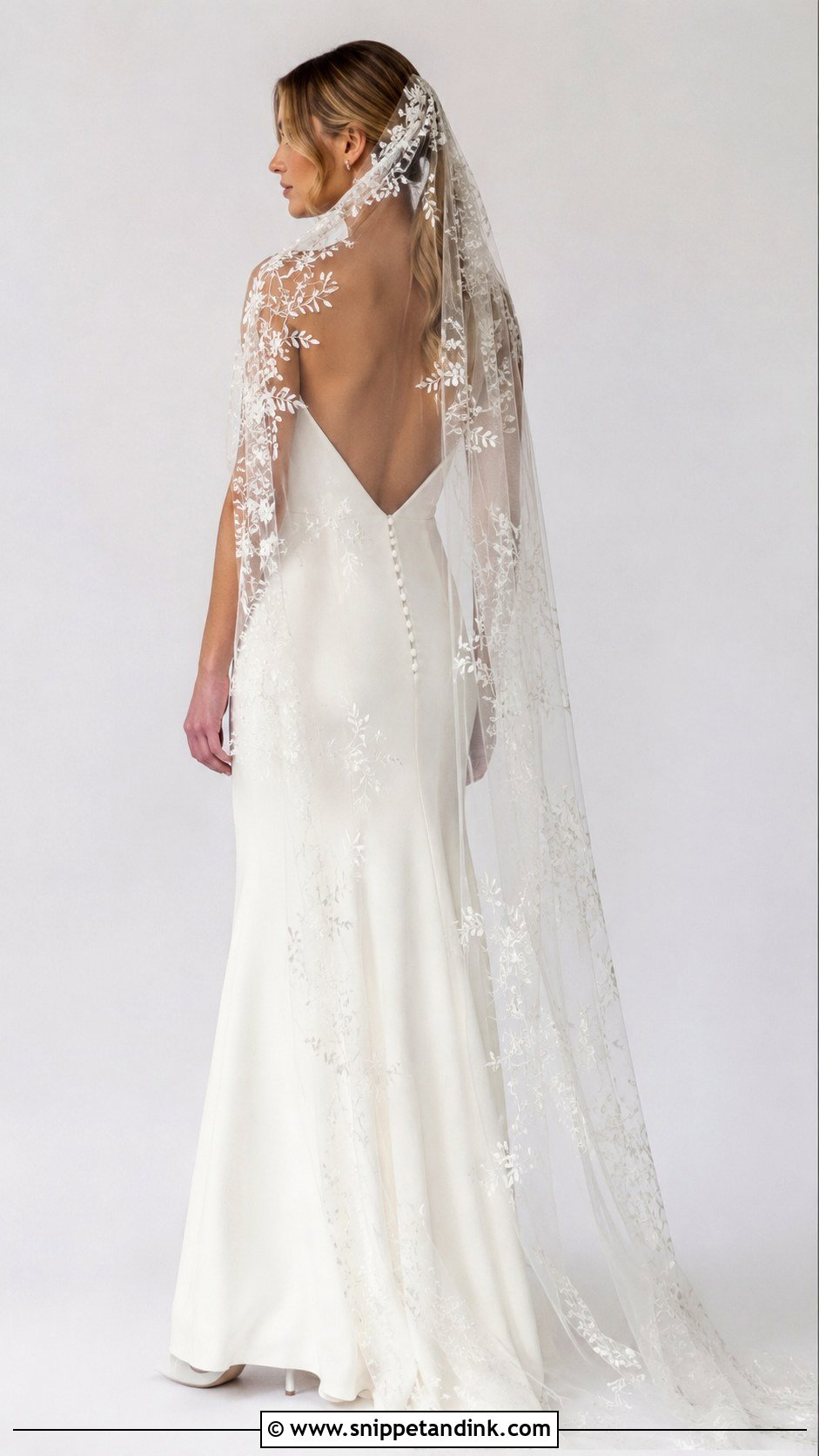 Embroidered Cap Veil With Crepe Dress - Snippet and Ink - 25 Cap Veil Ideas