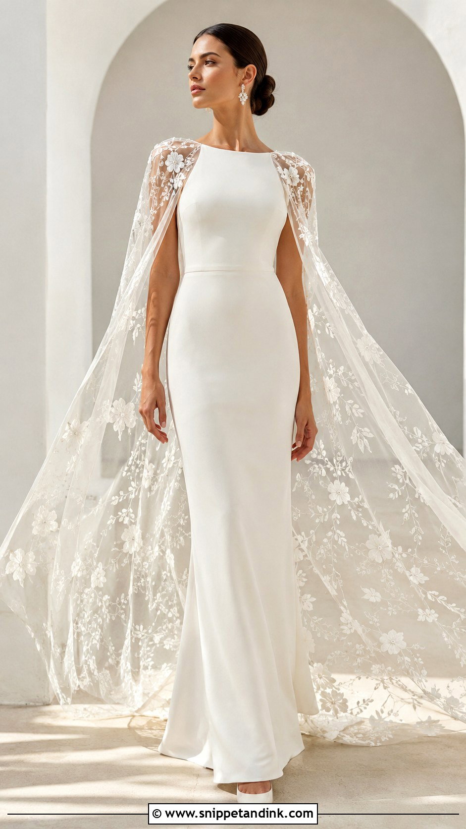 Embroidered Cape Wedding Dress - Snippet and Ink - 25 Embroidery Wedding Dress Ideas