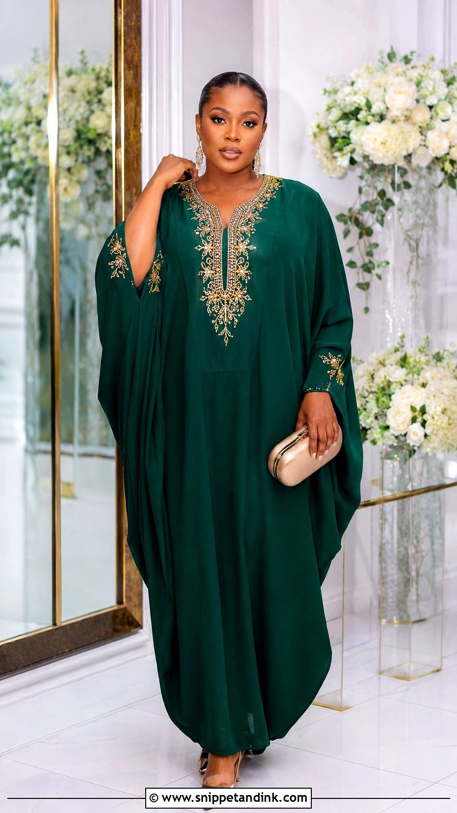 Embroidered Chiffon Bubu Gown With Clutch - Snippet and Ink - 25 Bubu Gown Styles Chiffon