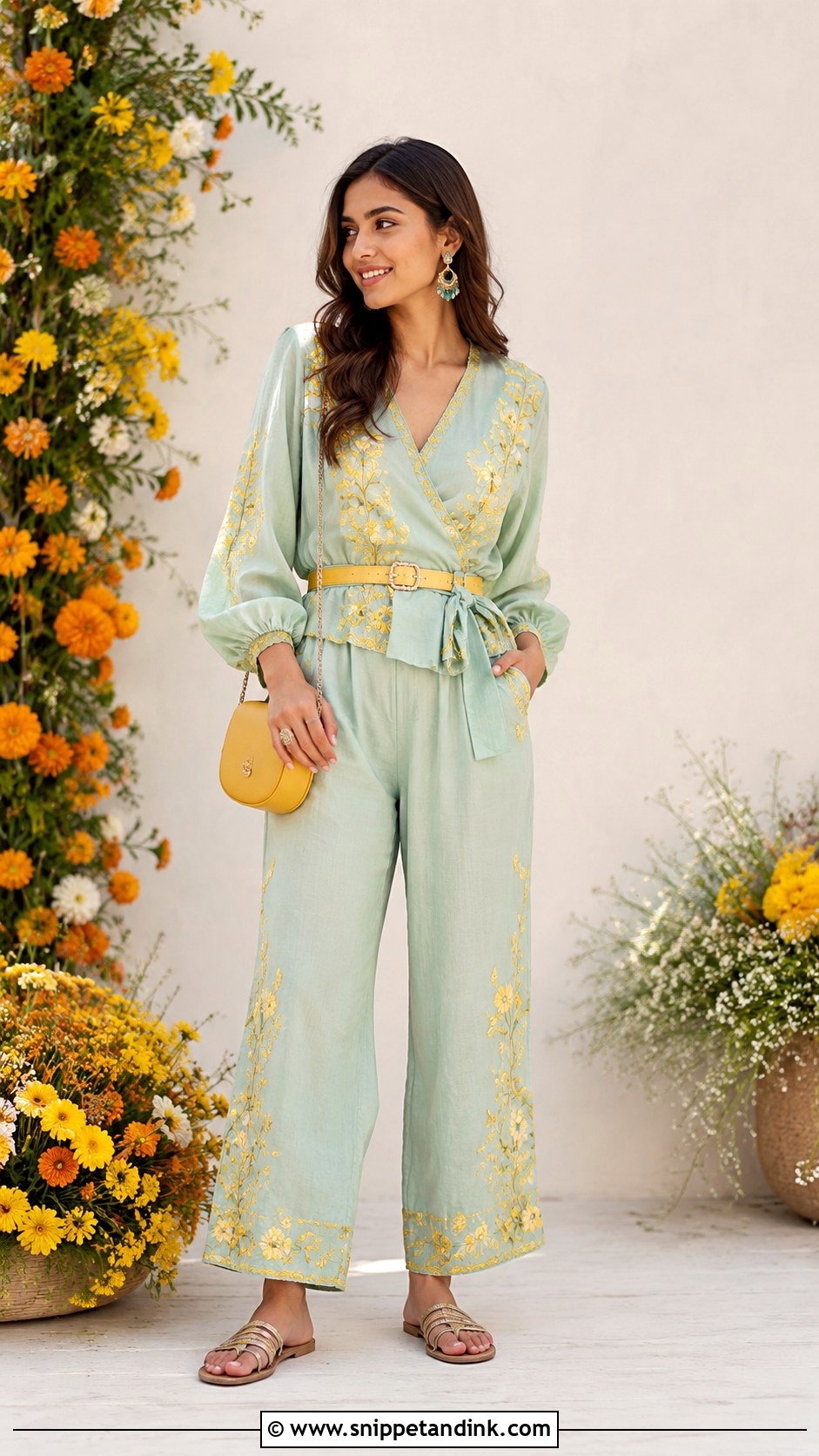 Embroidered Co Ord Set Haldi Outfit - Snippet and Ink - 20 Indowestern Haldi Ceremony Outfit Ideas