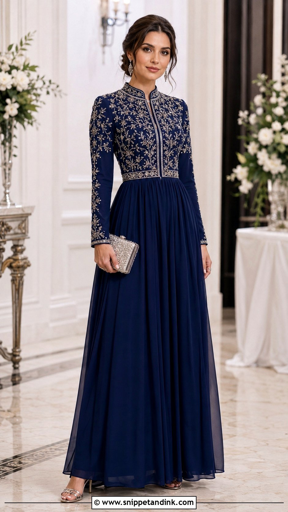 Embroidered Collar Gown - Snippet and Ink - 20 Collar Gown Design Ideas
