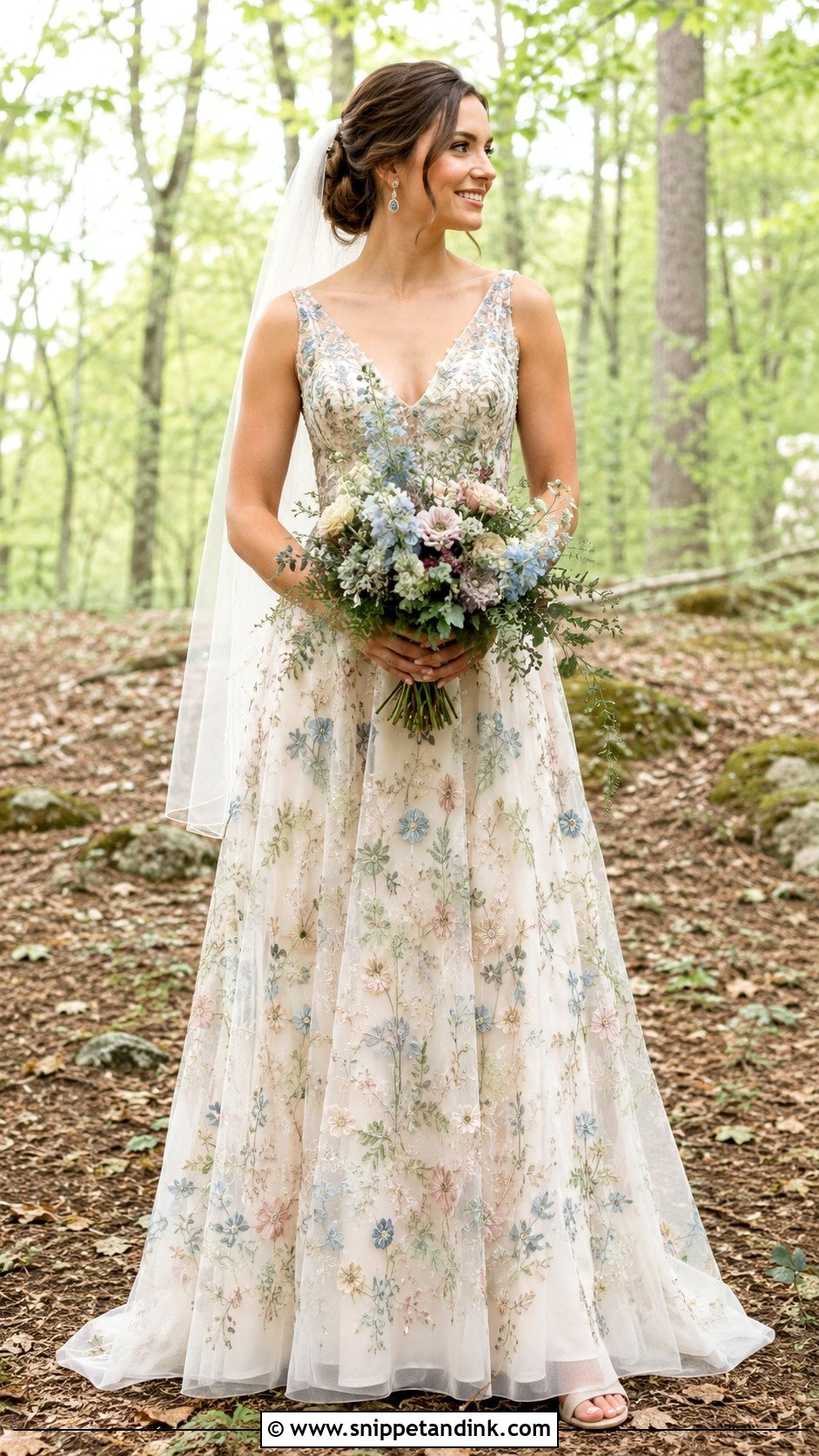 Embroidered Color Forest Wedding Dress - Snippet and Ink - 20 Forest Wedding Aesthetic Wedding Dress Ideas