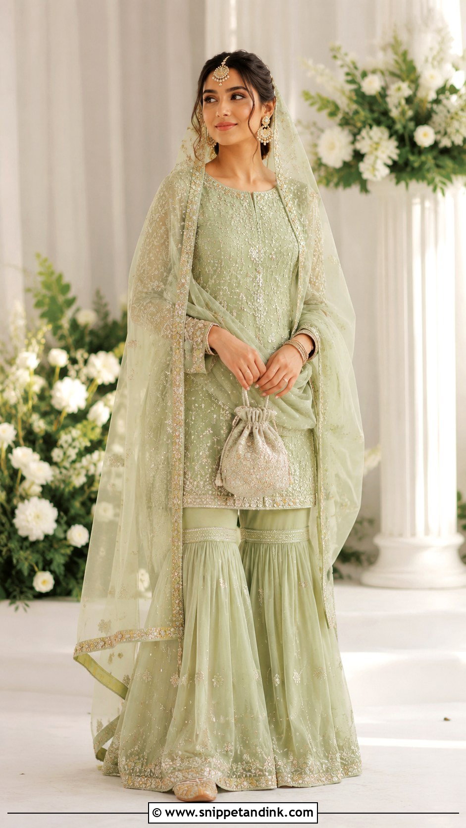 Embroidered Gharara Outfit For Nikah - Snippet and Ink - 20 Indian Siders Wedding Outfits