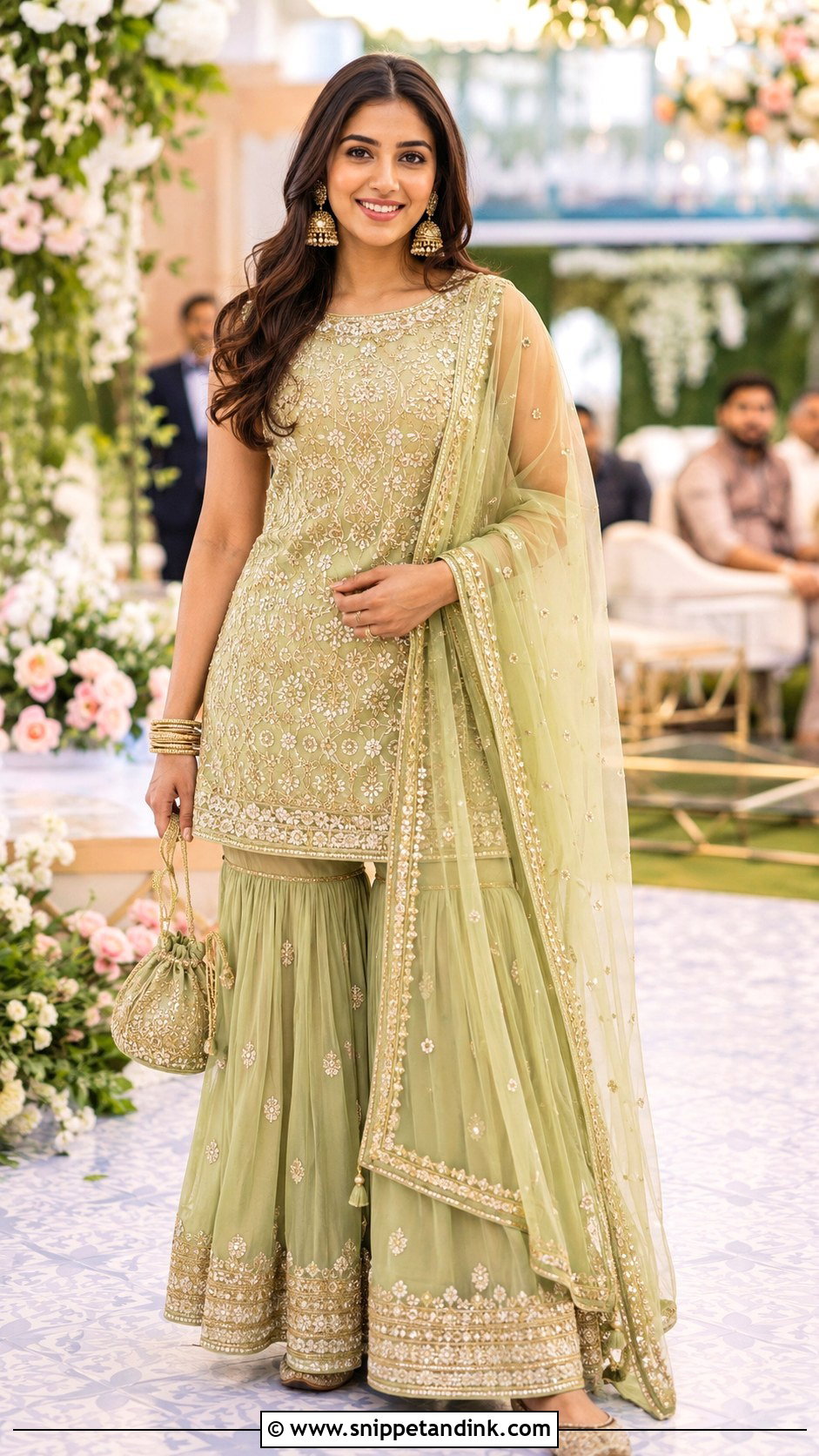 Embroidered Gharara Roka Outfit - Snippet and Ink - 20 Roka Ceremony Outfits for Sister