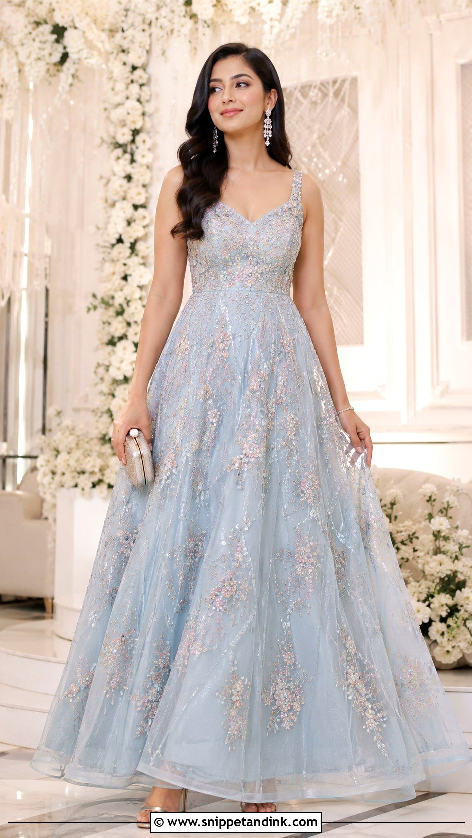 Embroidered Gown For Engagement - Snippet and Ink - 30 Indian Engement Dress Ideas