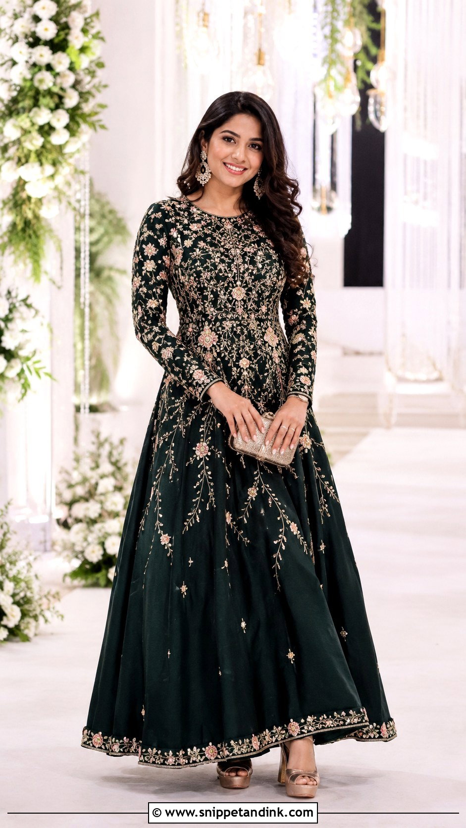 Embroidered Gown For Indian Wedding Reception - Snippet and Ink - 20 Indian Wedding Season Outfit Ideas