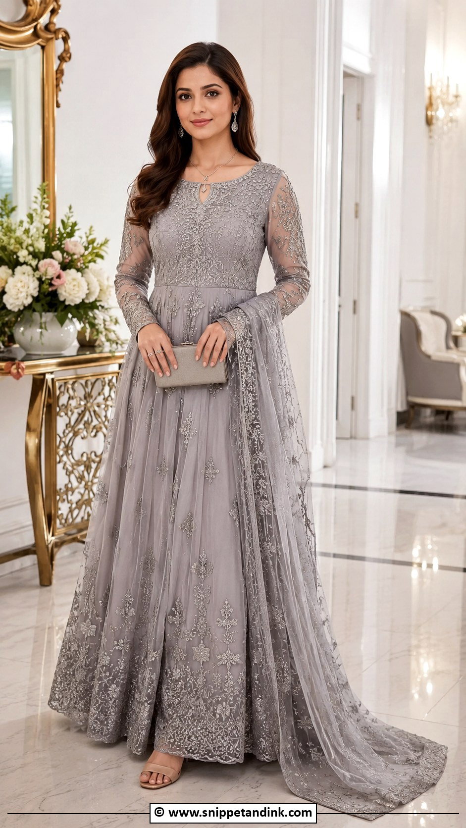 Embroidered Gown Outfit - Snippet and Ink - 30 Gown Style Ideas
