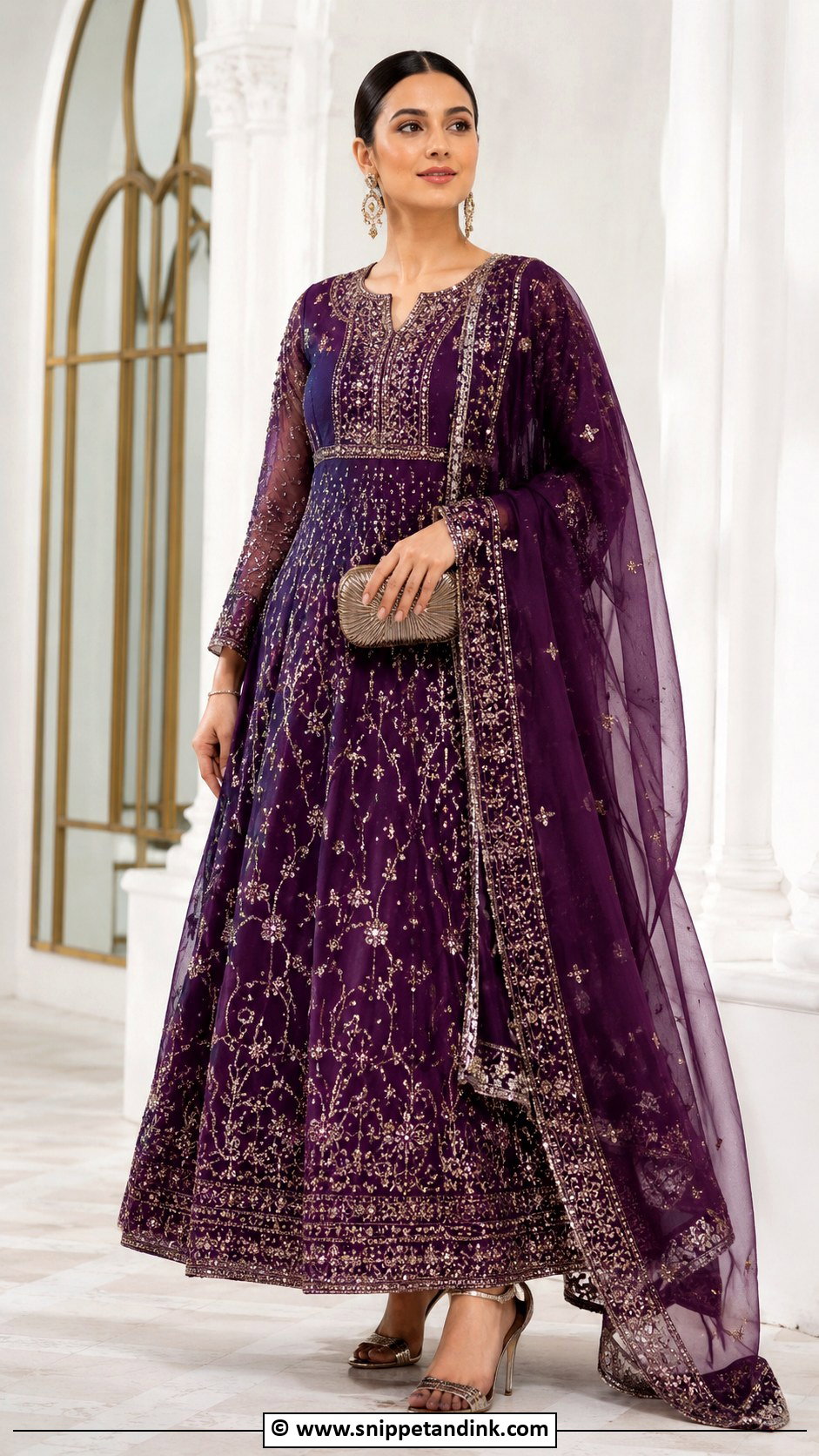 Embroidered Gown With Dupatta - Snippet and Ink - 30 Gown with Dupatta Ideas