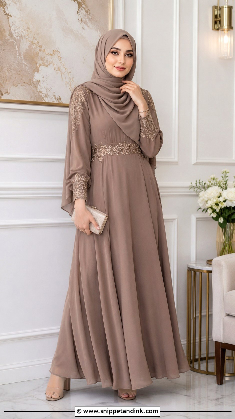 Embroidered Gown With Hijab - Snippet and Ink - 25 Gown with Hijab Ideas