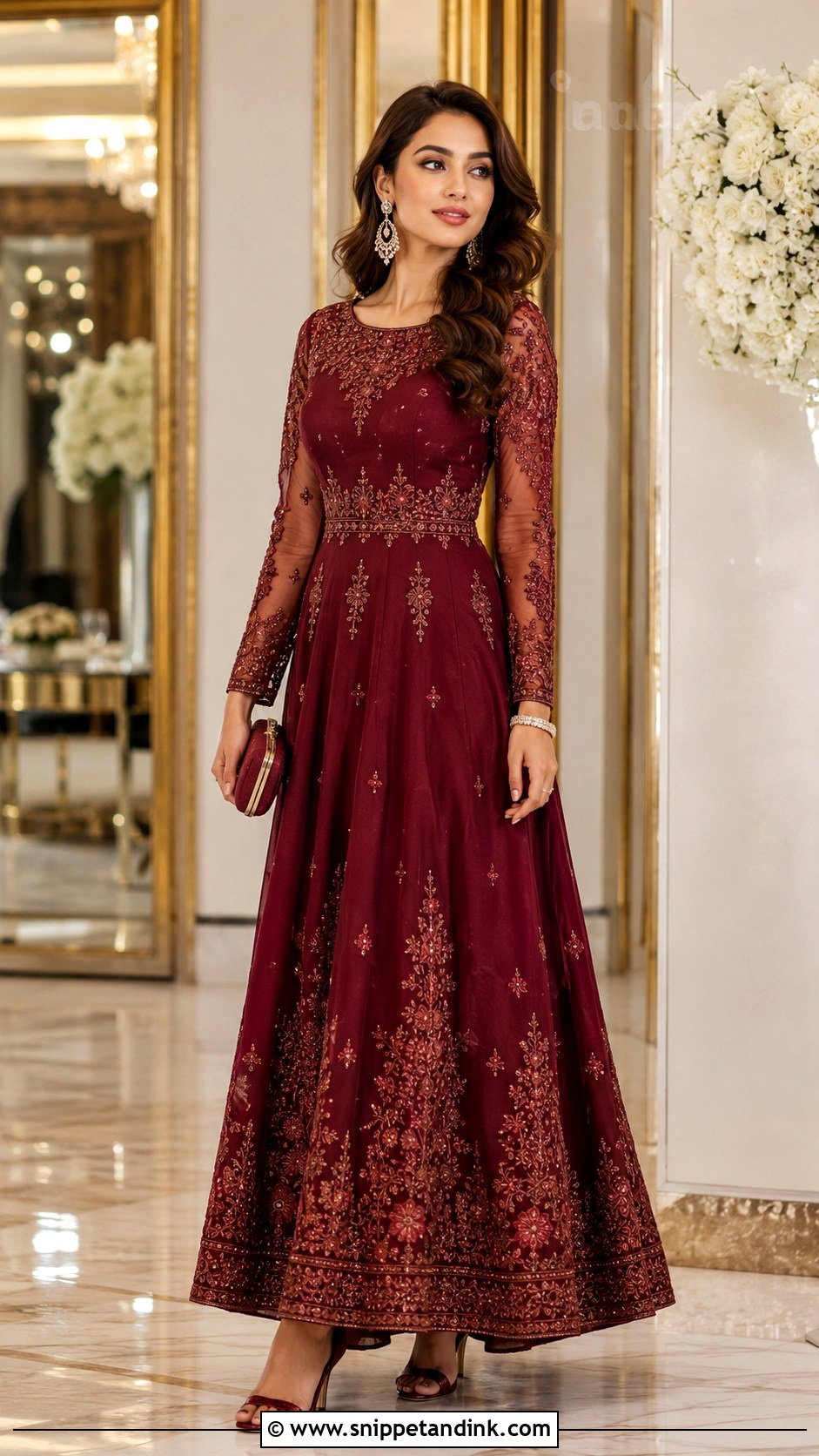 Embroidered Gown for Marriage Reception - Snippet and Ink - 20 Marriage Wear Dresses for Women