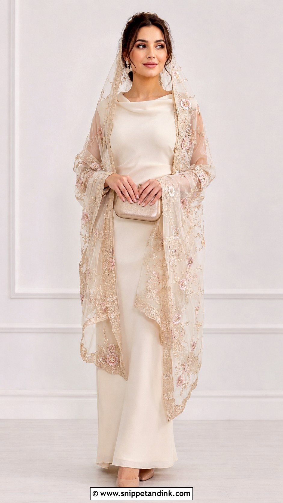 Embroidered Head Veil Outfit - Snippet and Ink - 25 Head Veil Ideas
