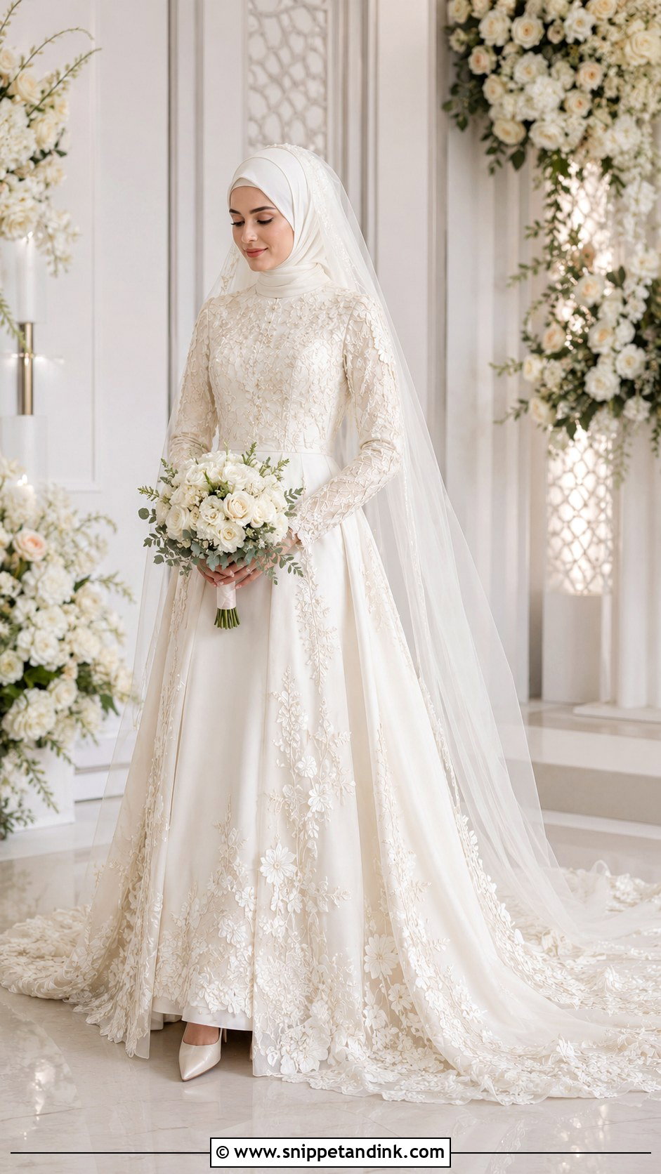 Embroidered Hijab Wedding Dress - Snippet and Ink - 25 Elegant Hijab Wedding Dress Ideas