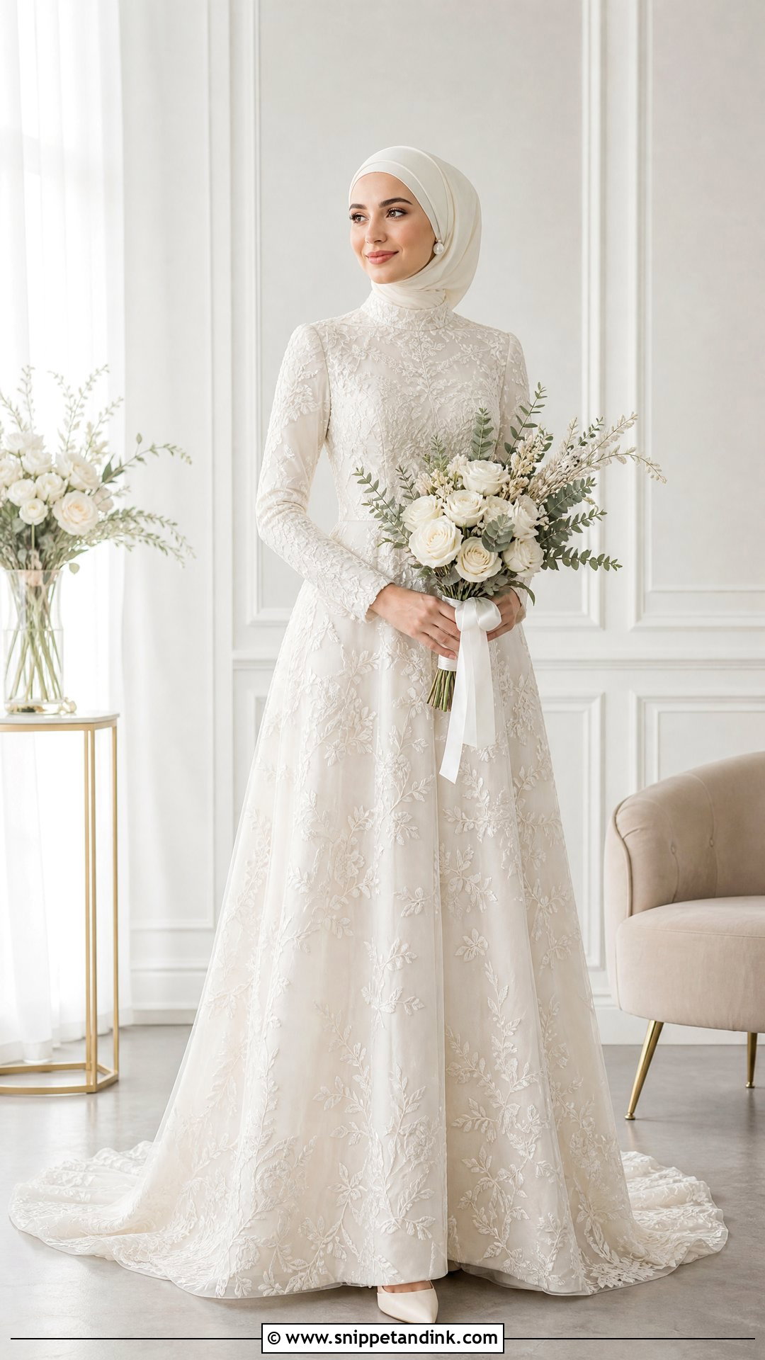 Embroidered Hijab Wedding Dress - Snippet and Ink - 25 Modest Wedding Dresses Hijab