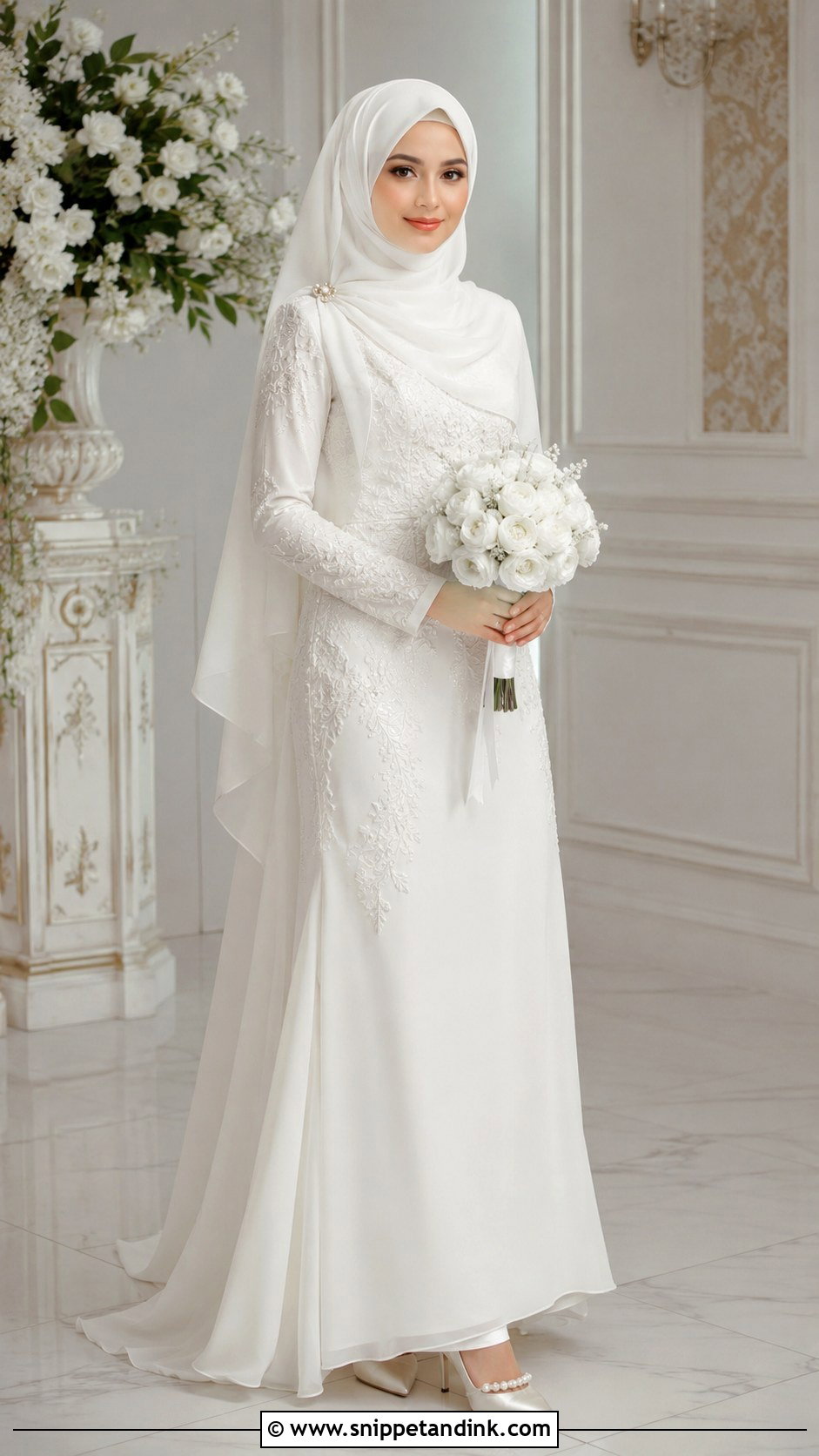 Embroidered Hijab Wedding Dress - Snippet and Ink - 25 Simple Hijab Wedding Dresses