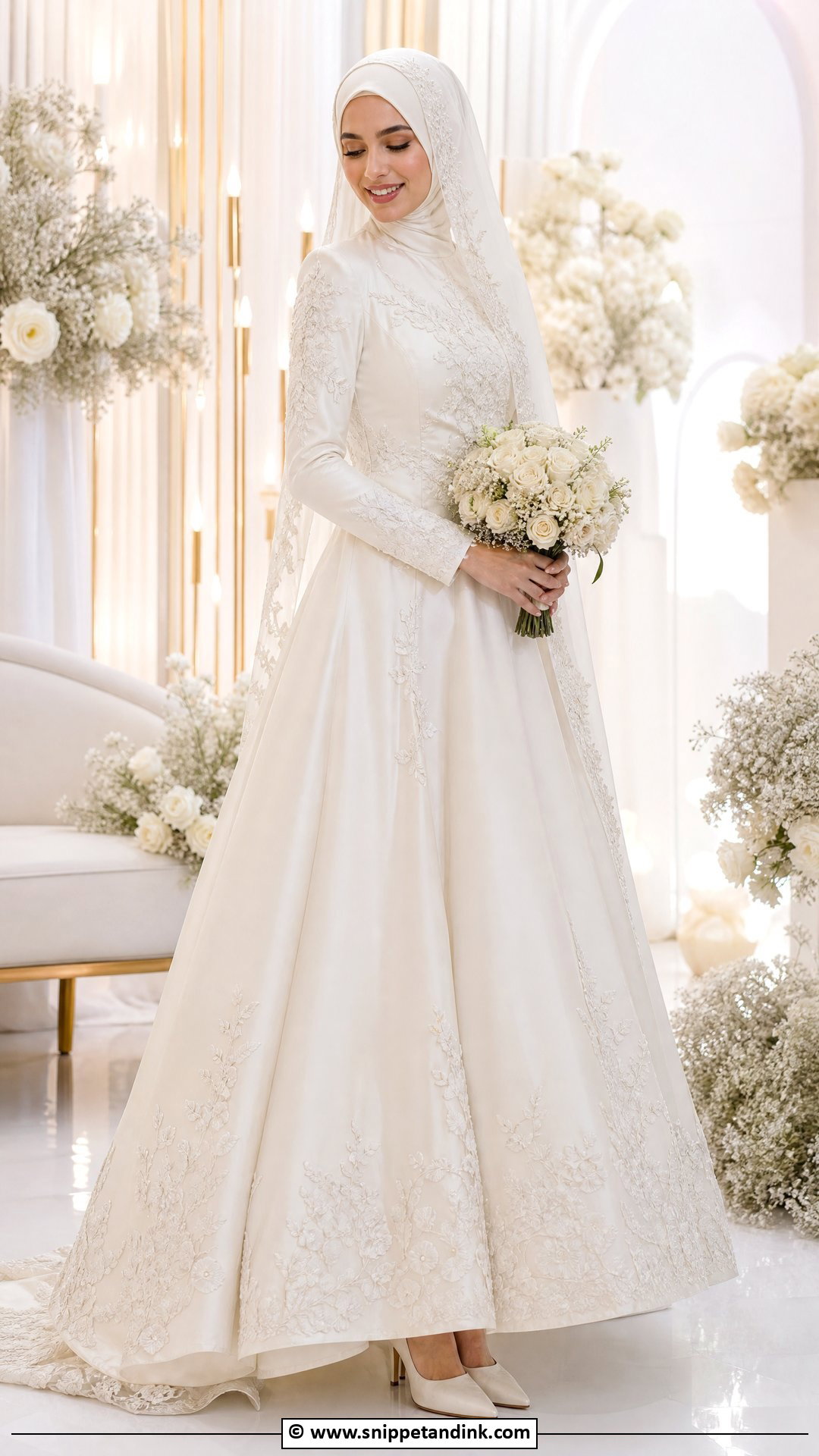Embroidered Hijab Wedding Dress - Snippet and Ink - 35 Hijab Wedding Dresses