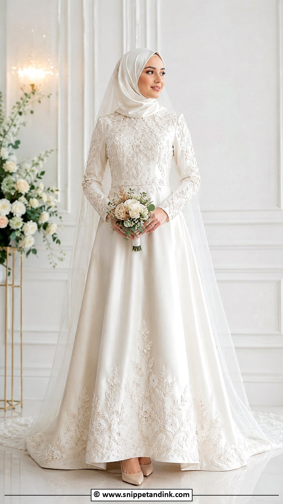 Embroidered Hijabi Wedding Dress - Snippet and Ink - 30 Hijabi Wedding Dress Ideas