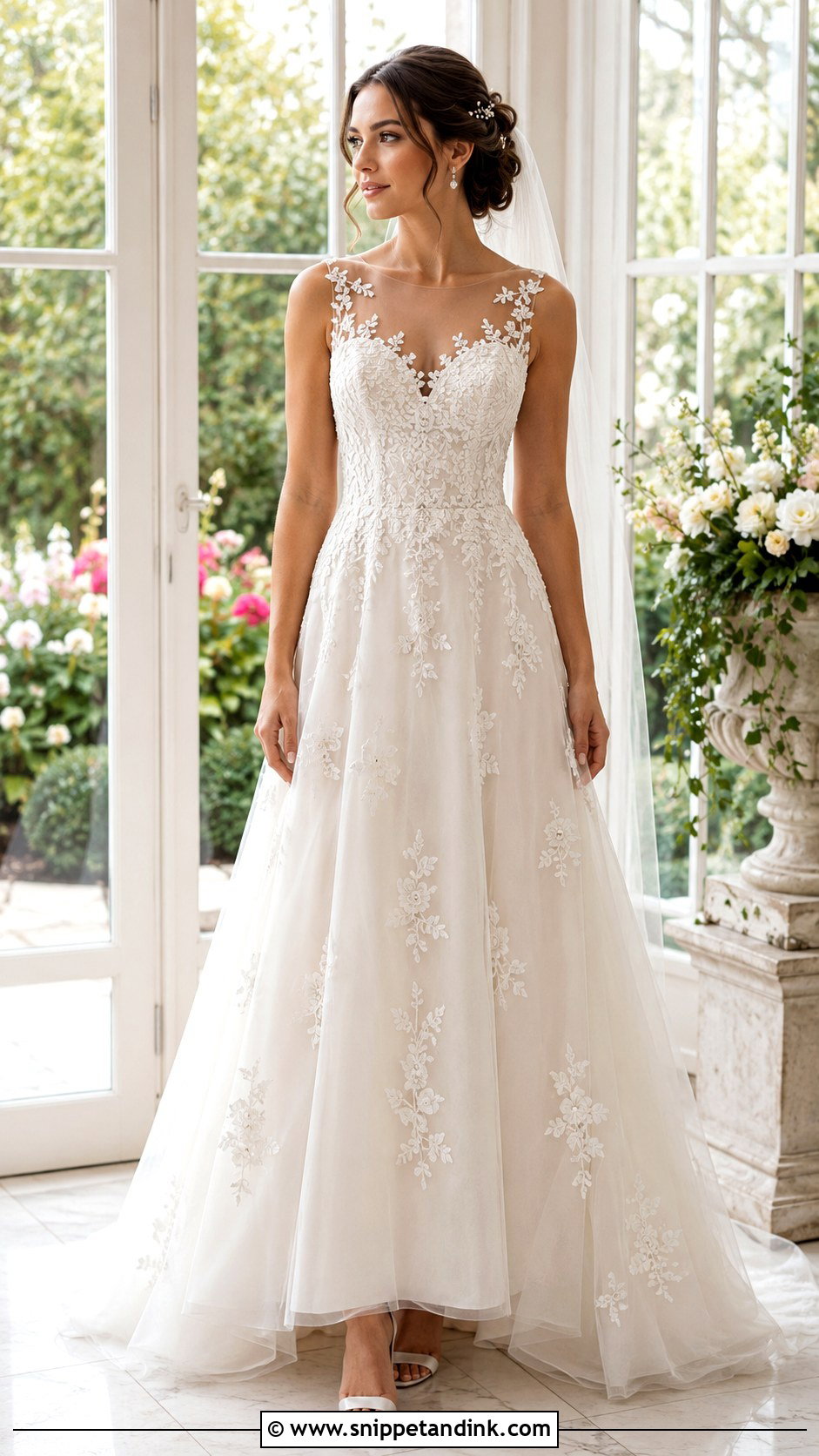 Embroidered Illusion Wedding Dress - Snippet and Ink - 20 Beautiful Wedding Dresses Fairytale
