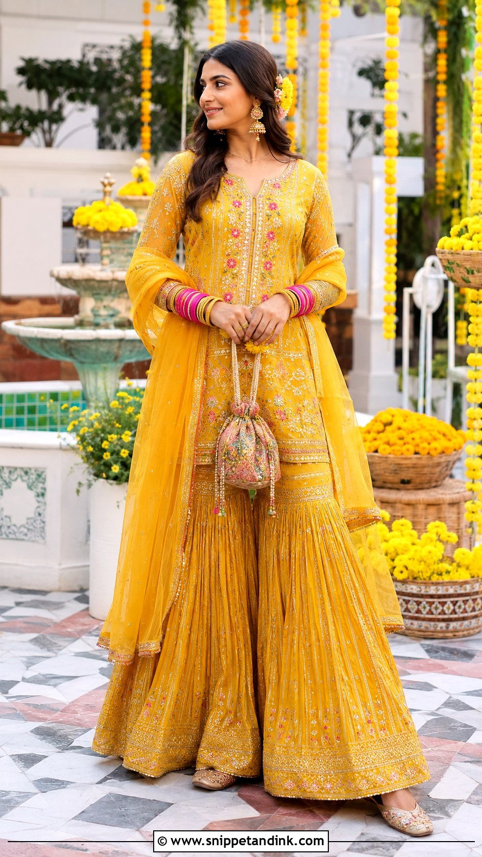 Embroidered Indian Bridesmaid Sharara - Snippet and Ink - 20 Indian Bridemates Dress Ideas