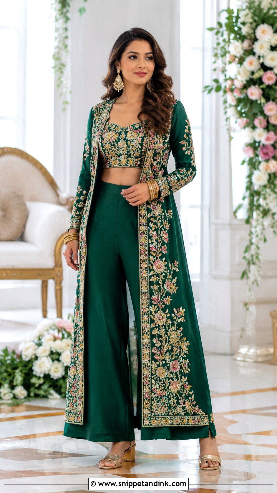 Embroidered Jacket Set For Mehndi Ceremony - Snippet and Ink - 25 Mehndi Ceremony Outfit Ideas