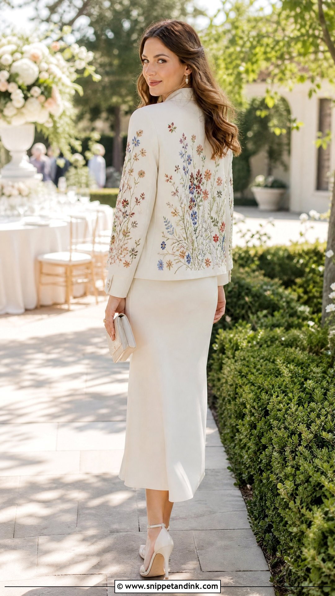 Embroidered Jacket With Crepe Wedding Dress - Snippet and Ink - 20 Wedding Jacket Bride Cover Up Ideas