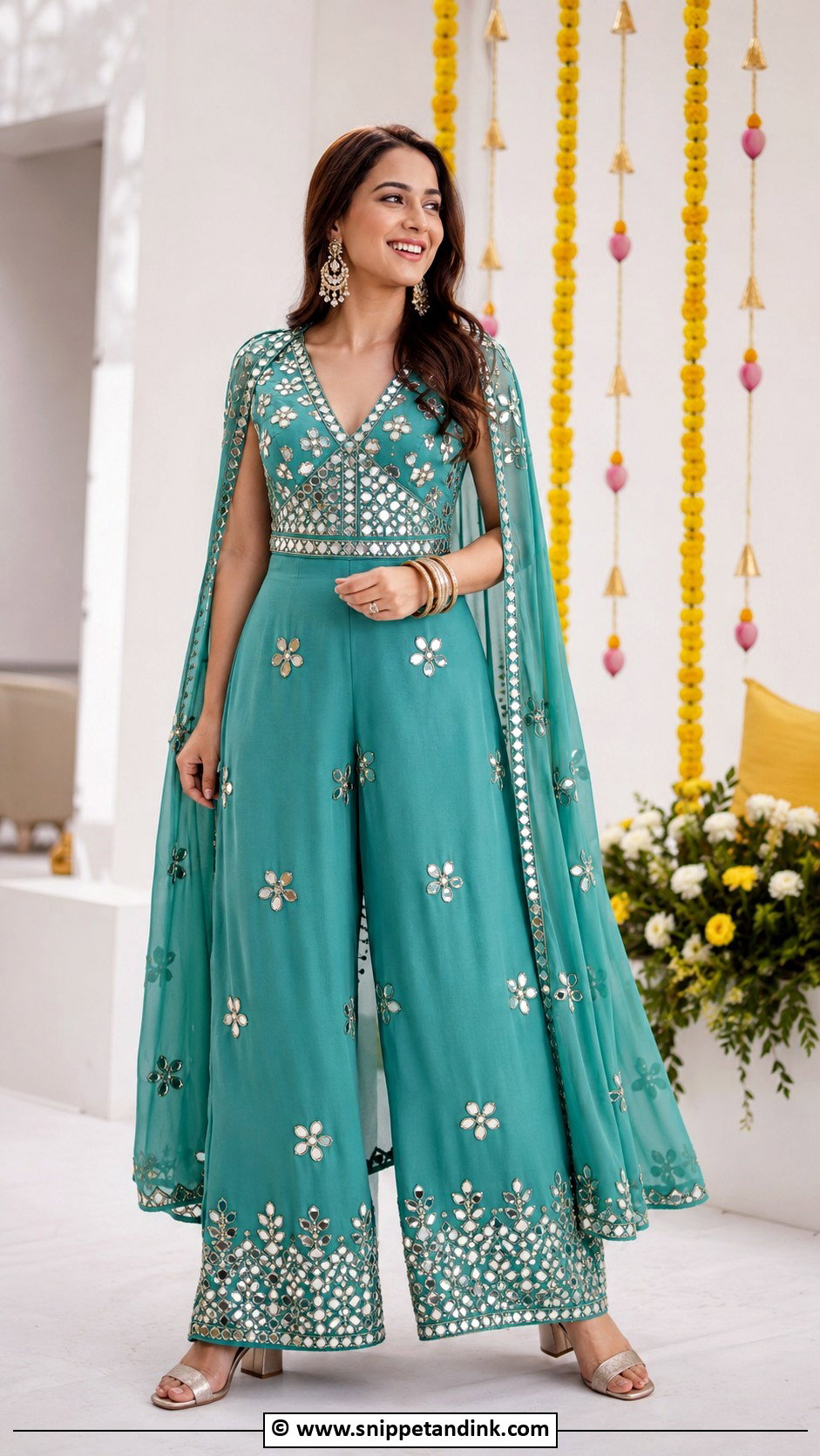 Embroidered Jumpsuit For Mehendi - Snippet and Ink - 30 Mehendi Dress Ideas