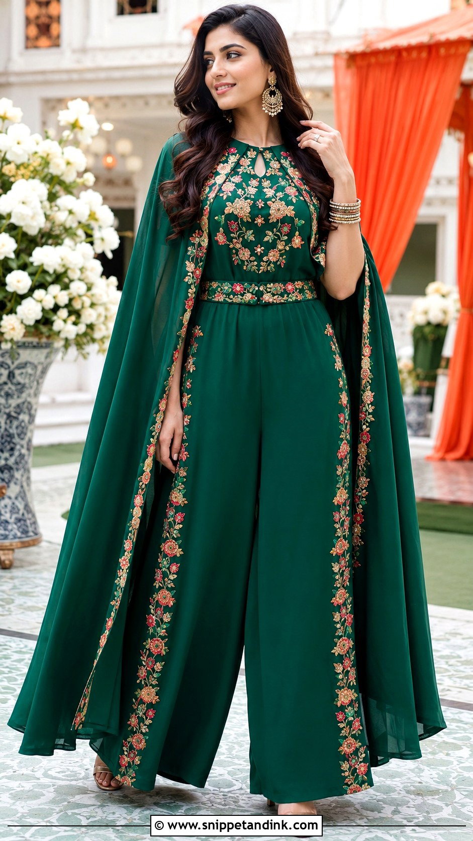Embroidered Jumpsuit For Mehndi Function - Snippet and Ink - 25 Mehndi Function Dress Ideas