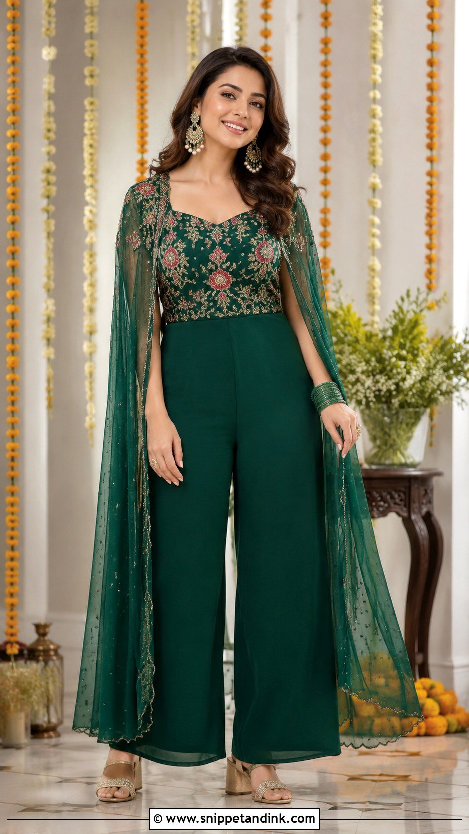 Embroidered Jumpsuit For Mehndi Function - Snippet and Ink - 25 Dress for Mehndi Function Ideas