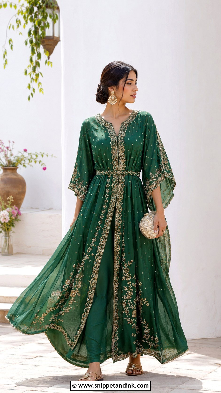 Embroidered Kaftan Dress for Mehandi - Snippet and Ink - 20 Dress for Mehandi Ideas