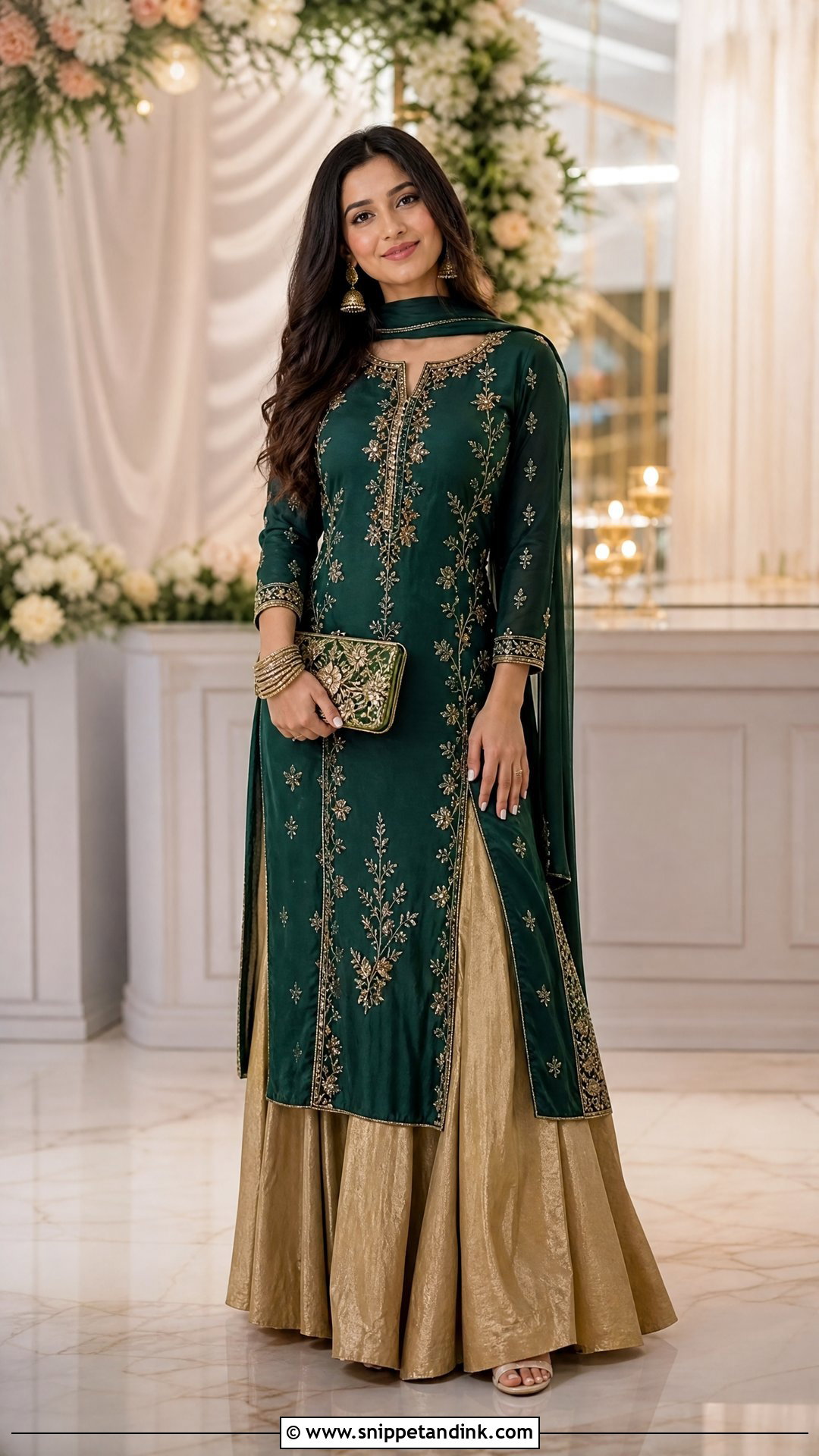 Embroidered Kurta And Skirt Indian Wedding Outfit - Snippet and Ink - 20 Stylish Indian Wedding Outfits Ideas