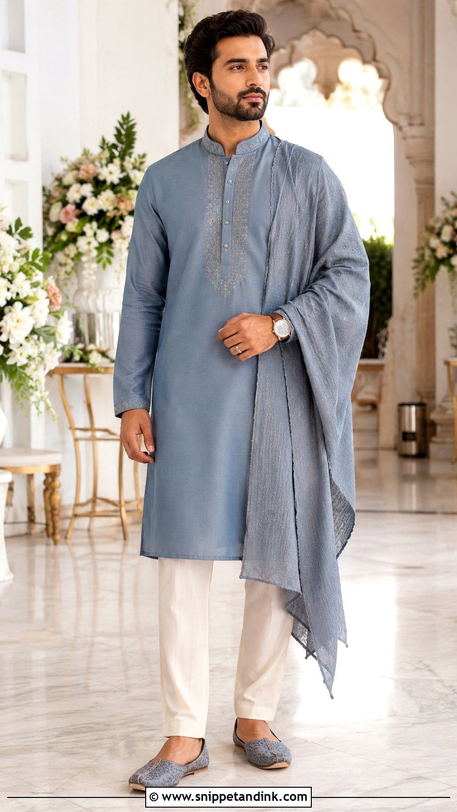 Embroidered Kurta For Bride Brother - Snippet and Ink - 20 Bride Brother Outfit Ideas