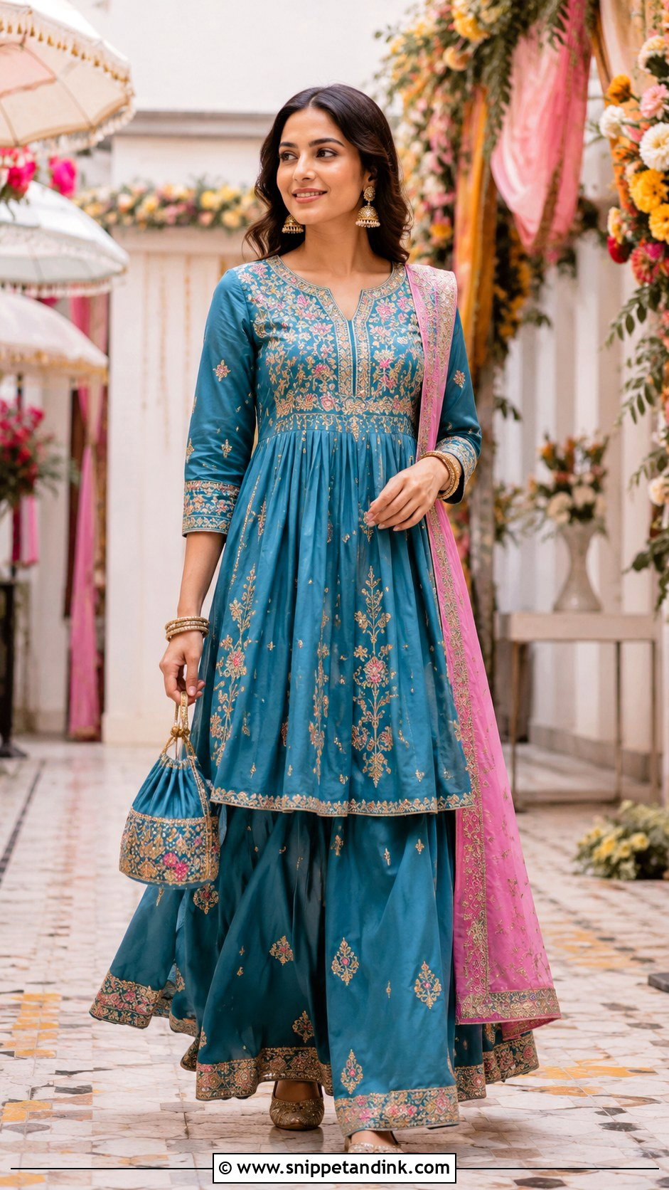 Embroidered Kurta Skirt Set for Indian Wedding - Snippet and Ink - 20 Indian Wedding Dress for Women Ideas