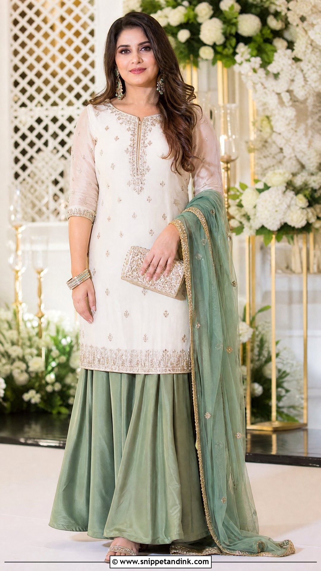 Embroidered Kurta Skirt for Ring Ceremony - Snippet and Ink - 20 Ring Ceremony Outfit for Sister Ideas