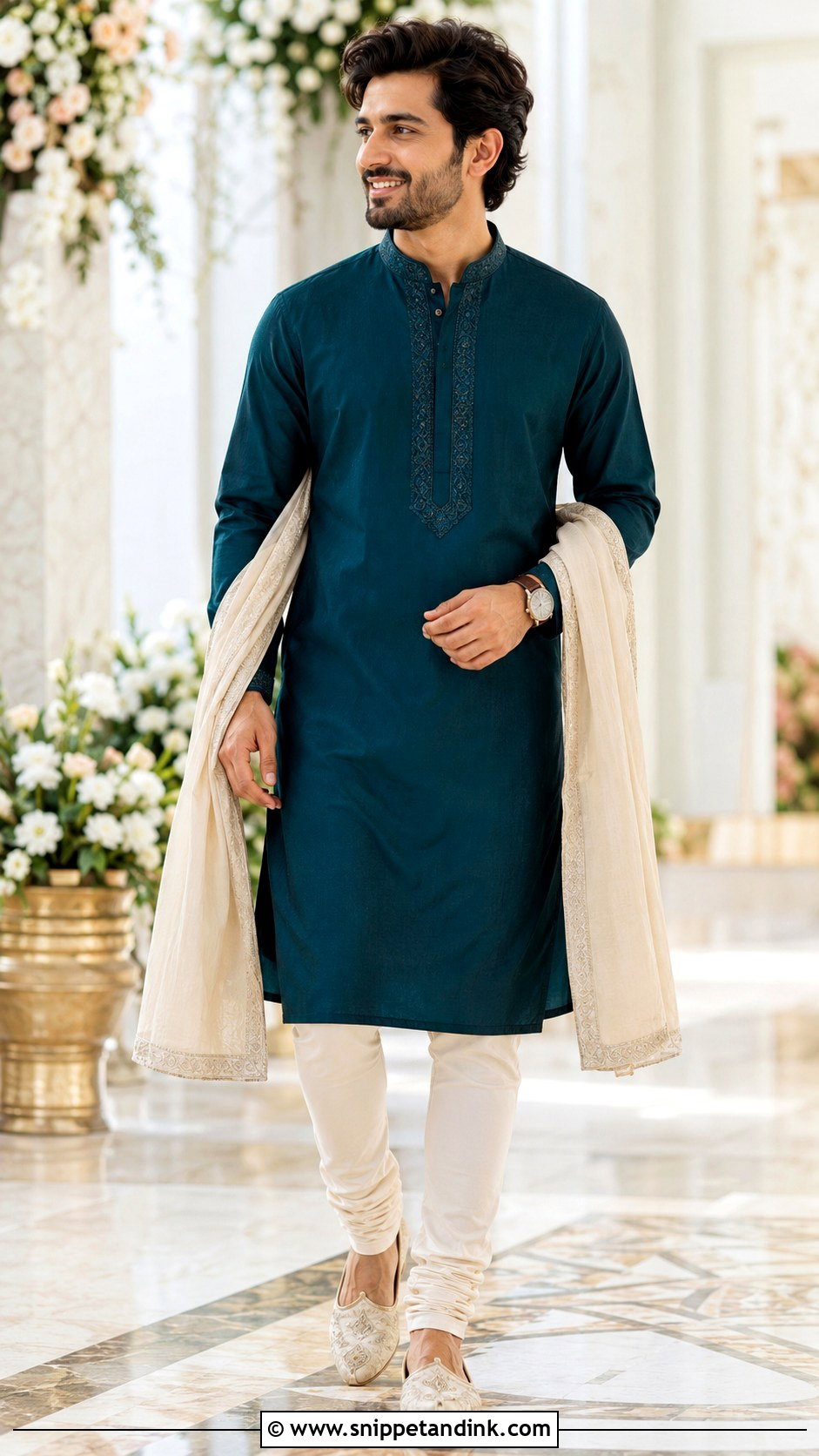 Embroidered Kurta With Churidar Pants - Snippet and Ink - 20 Brother of the Bride Ideas