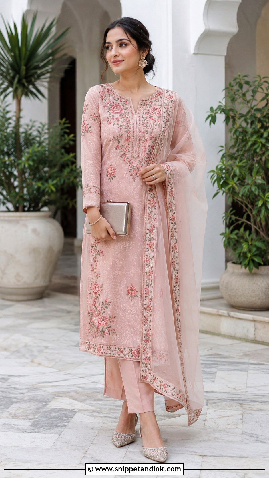 Embroidered Kurta With Organza Dupatta - Snippet and Ink - 20 Kurta Wedding Ideas