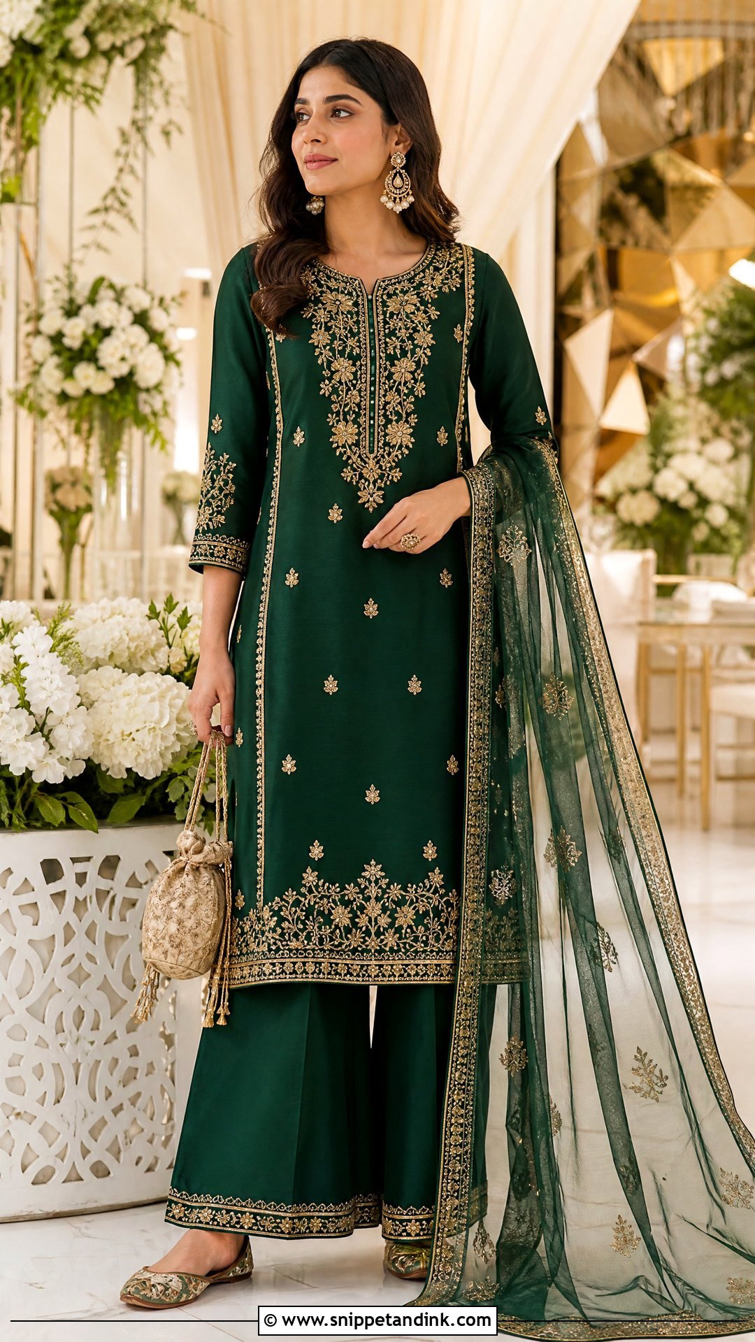 Embroidered Kurta With Palazzo Pants - Snippet and Ink - 20 Palazos Outfit Indian Wedding Ideas
