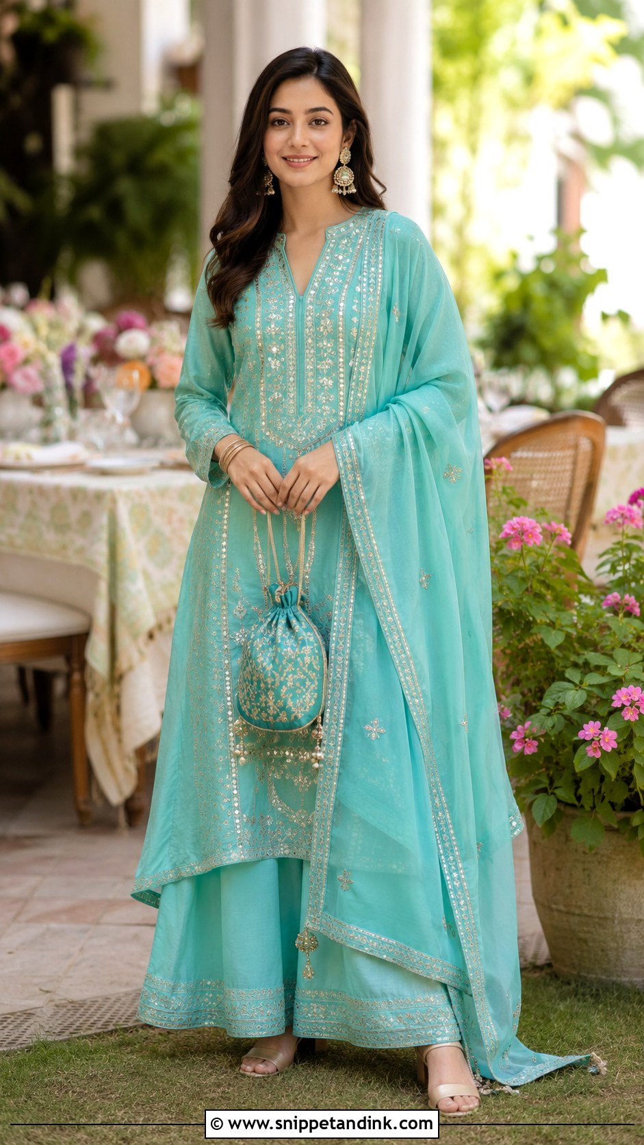Embroidered Kurta With Palazzo Pants - Snippet and Ink - 20 Indian Friend Marriage Outfit Ideas