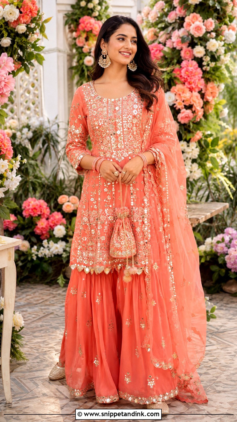 Embroidered Kurti With Sharara - Snippet and Ink - 20 Wedding Kurti Ideas